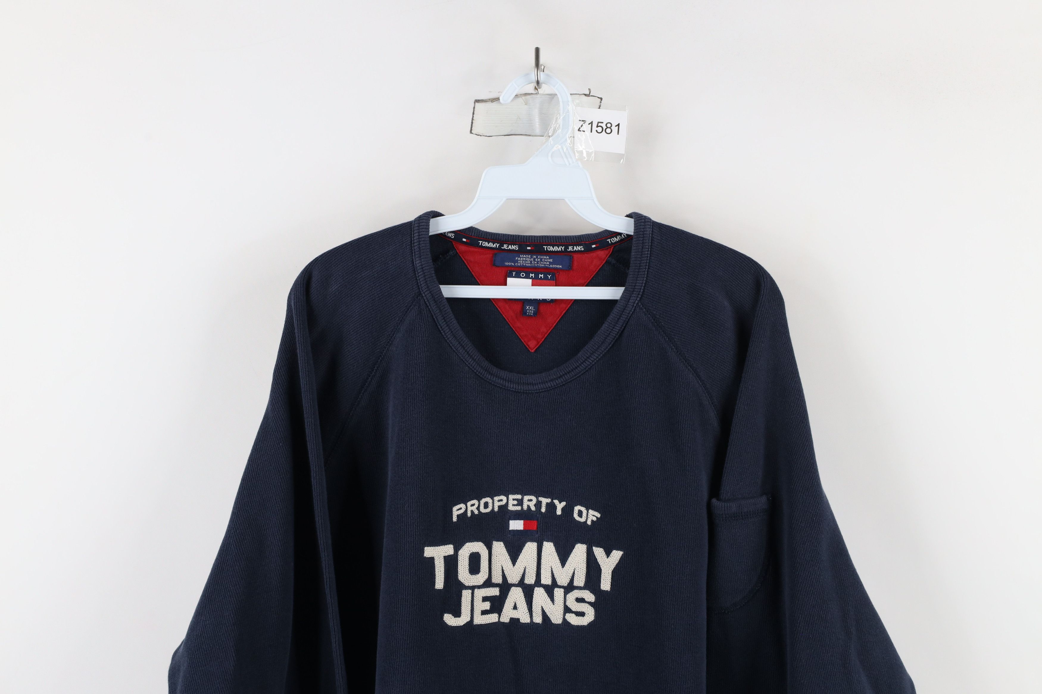 Tommy Hilfiger × Vintage Vintage 90s Tommy Hilfiger Knit Chain Stitch T-Shirt Blue Size US XXL / EU 58 / 5 - 2 Thumbnail