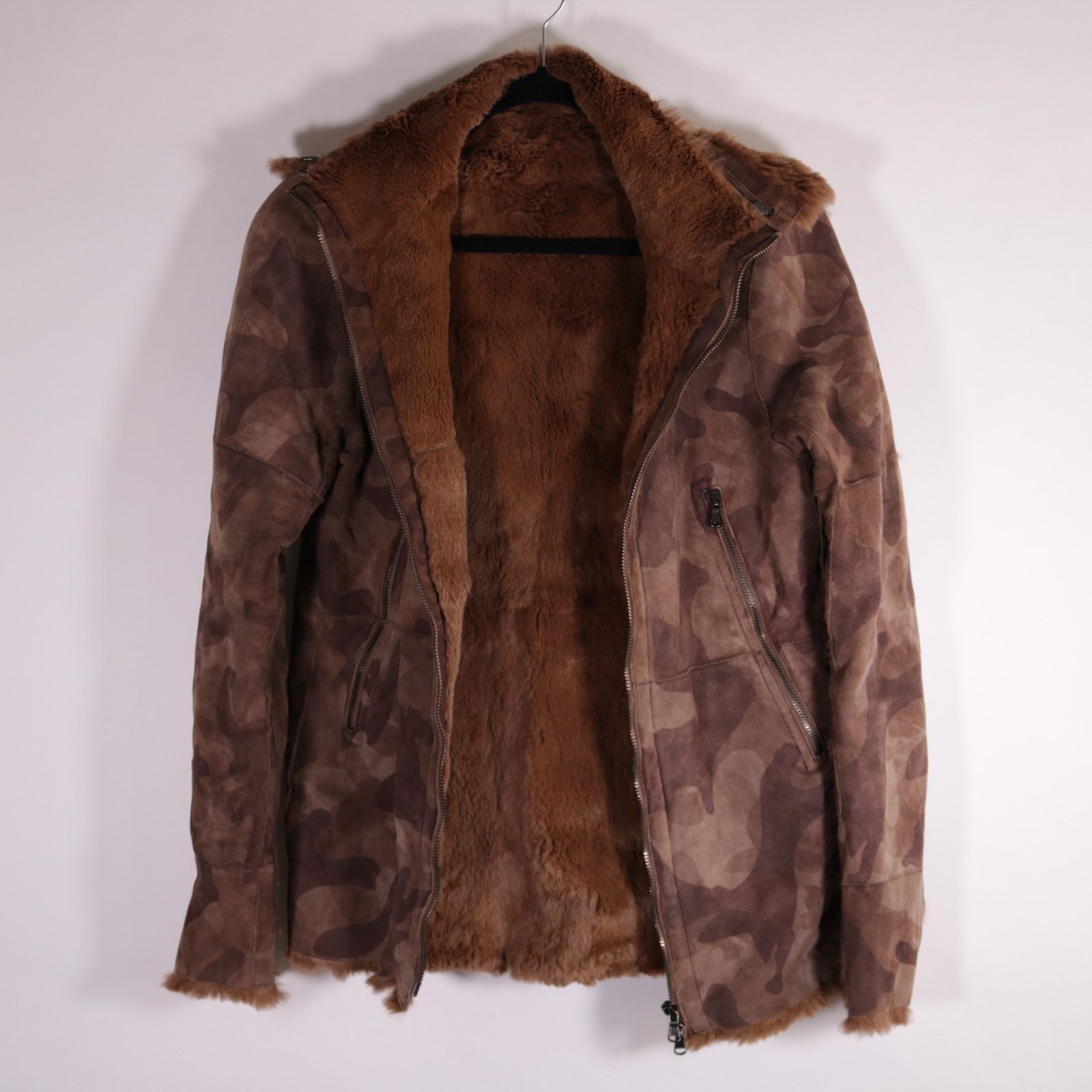 Drome Drome Suede Leather Fur Lined Camo Hooded Jacket XS Size US XS / EU 42 / 0 - 1 Thumbnail