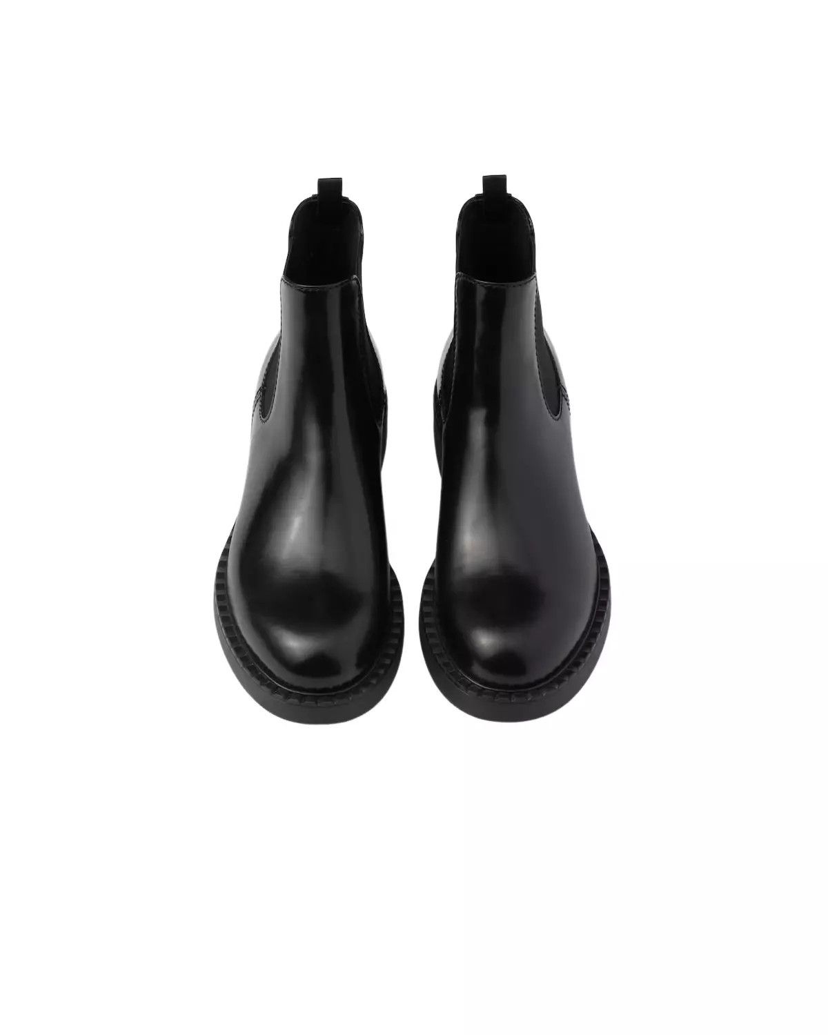 PRADA Black Brushed Leather Chelsea Boots New