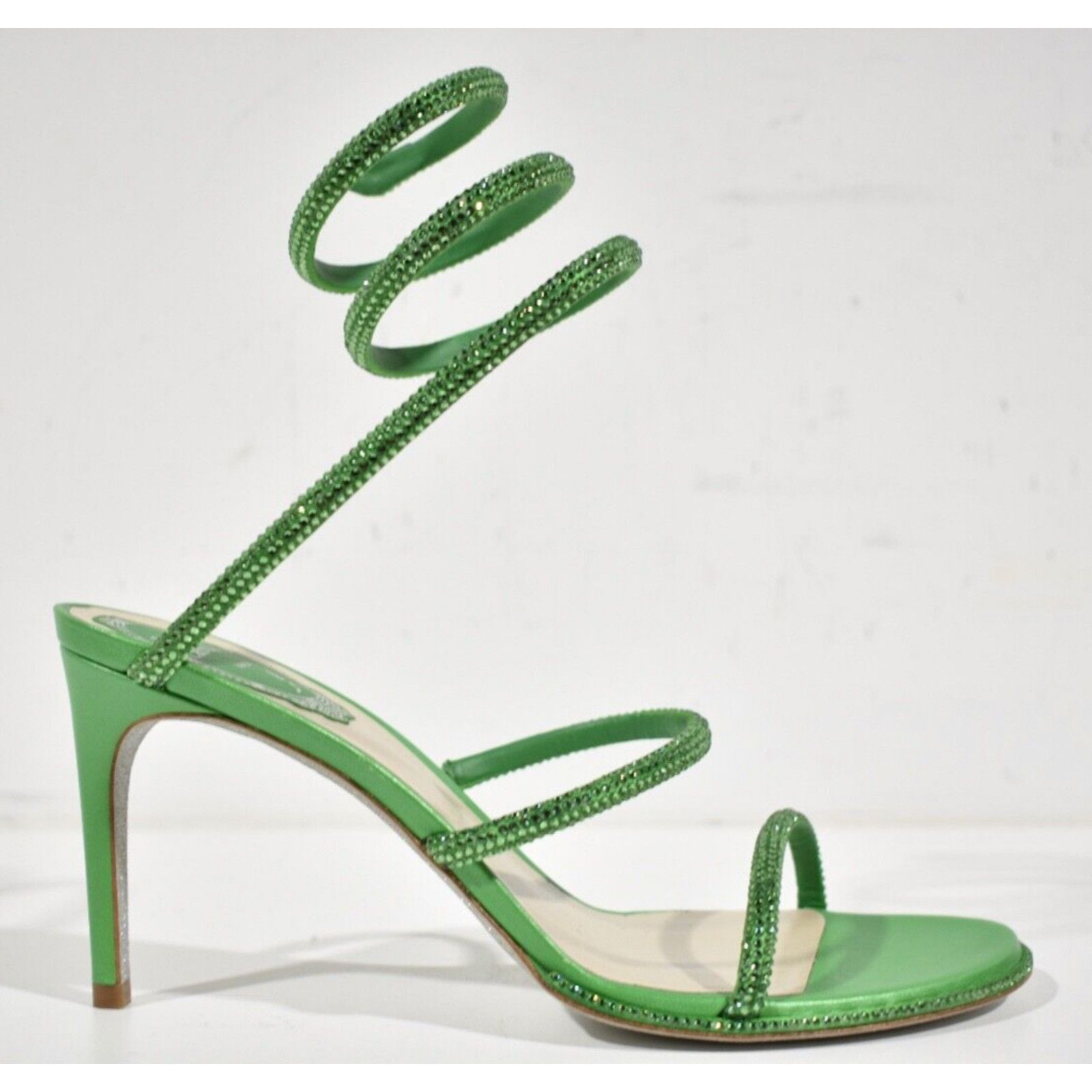 Rene Caovilla Cleo 80 Crystal Snake Ankle Wrap Strap Sandal Heel Pump 37.5 Size US 7.5 / IT 37.5 - 2 Thumbnail