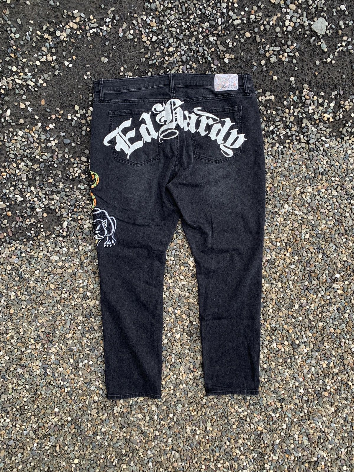 Ed Hardy Ed Hardy Dagger Skull Embroidered Patch Slim Taper Jeans Size US 40 / EU 56 - 4 Thumbnail