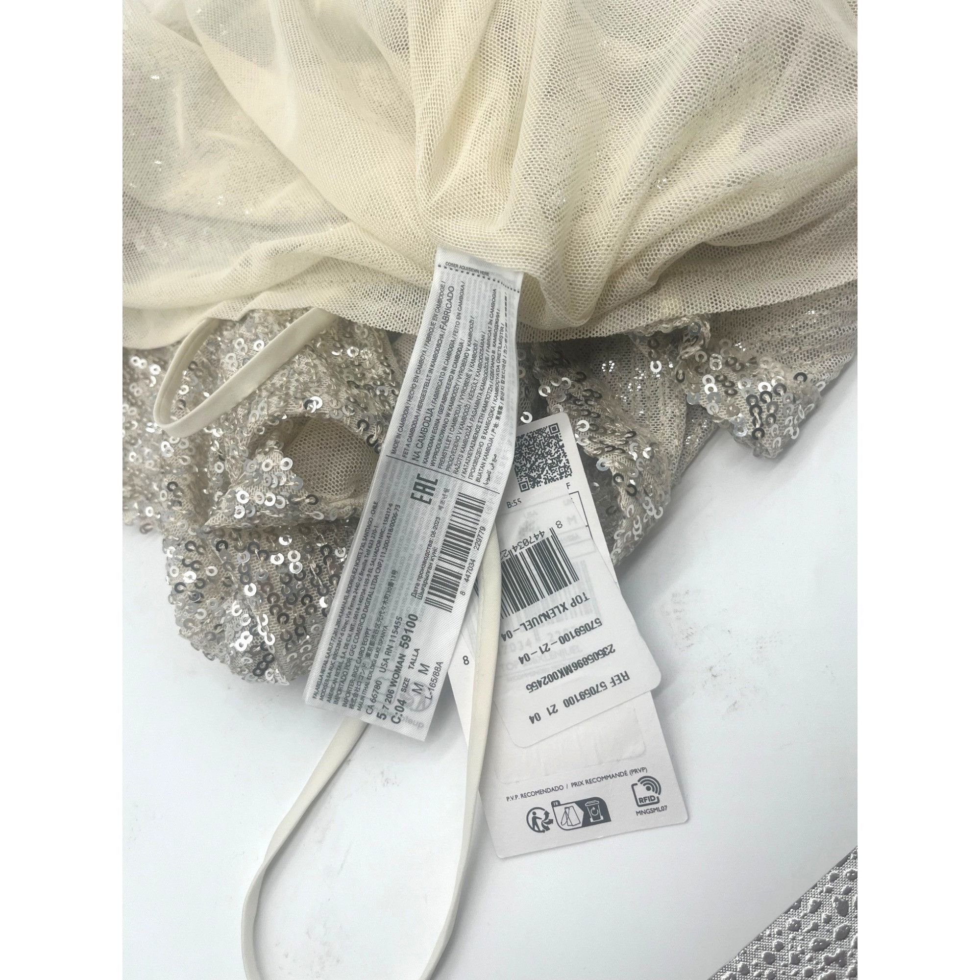 Mango Mango Xlenjuel Sequin Cami Top, Champagne, Sz. M Size M / US 6-8 / IT 42-44 - 5 Thumbnail