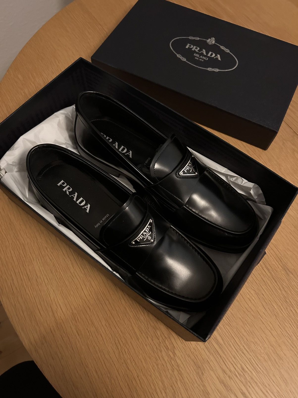 Prada Prada Leather Logo Loafers Size US 10 / EU 43 - 12 Thumbnail