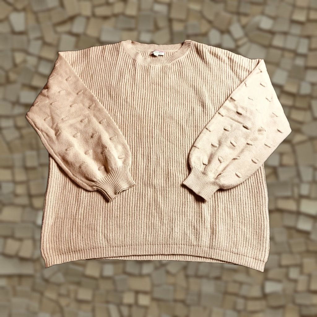 Vintage Andree By Unit Sweater Women's 2X Tan Ribbed Pullover Crew Neck Long Sleeve Vintage? No. Regular Fit Casual Fall Spring Summer Size XXL / US 16-18 / IT 52-54 - 1 Thumbnail