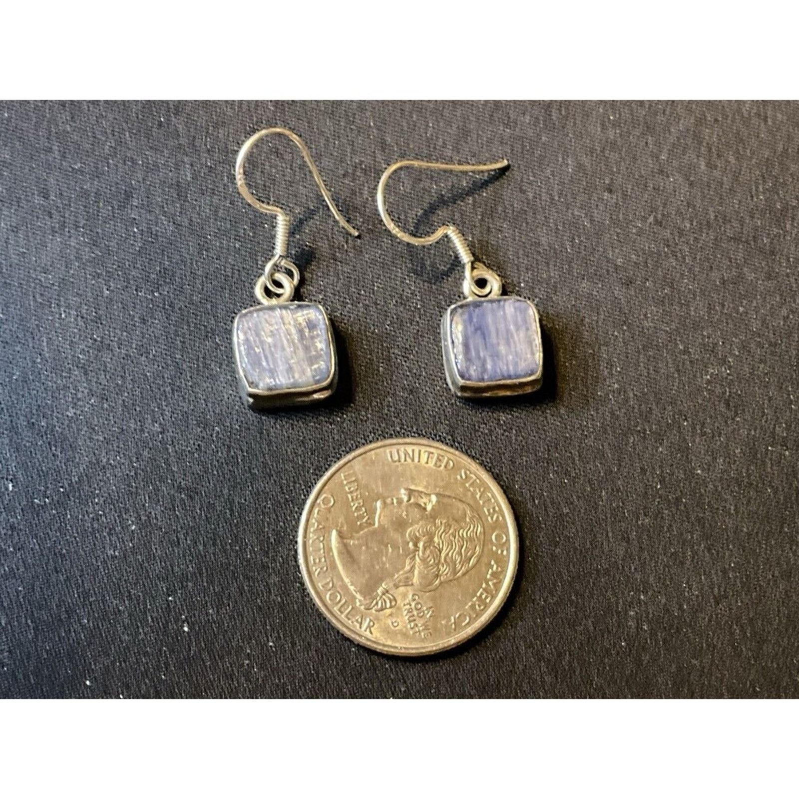 Other 925 Sterling Silver Kyanite Square Fish Hook Earrings Size ONE SIZE - 3 Thumbnail