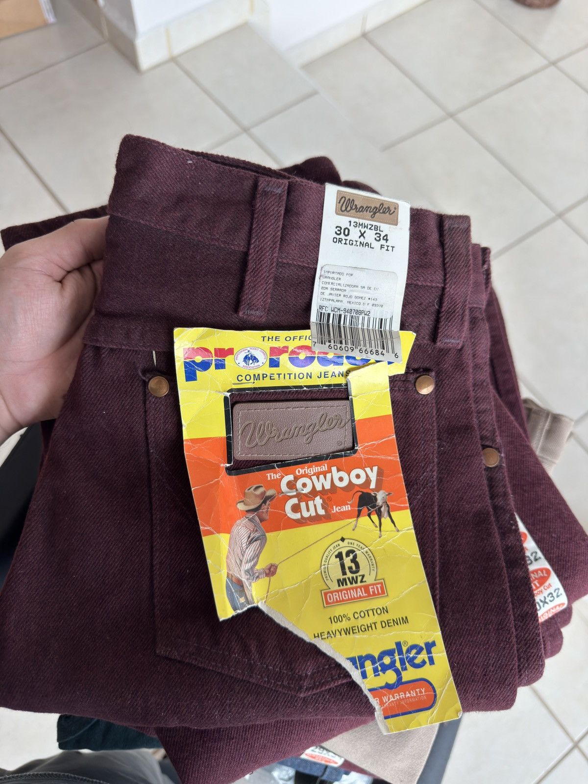 Wrangler Wrangler 13MWZ Pro Rodeo Cowboy Cut Jeans — Burgundy — 30x34 Size US 30 / EU 46 - 1 Thumbnail
