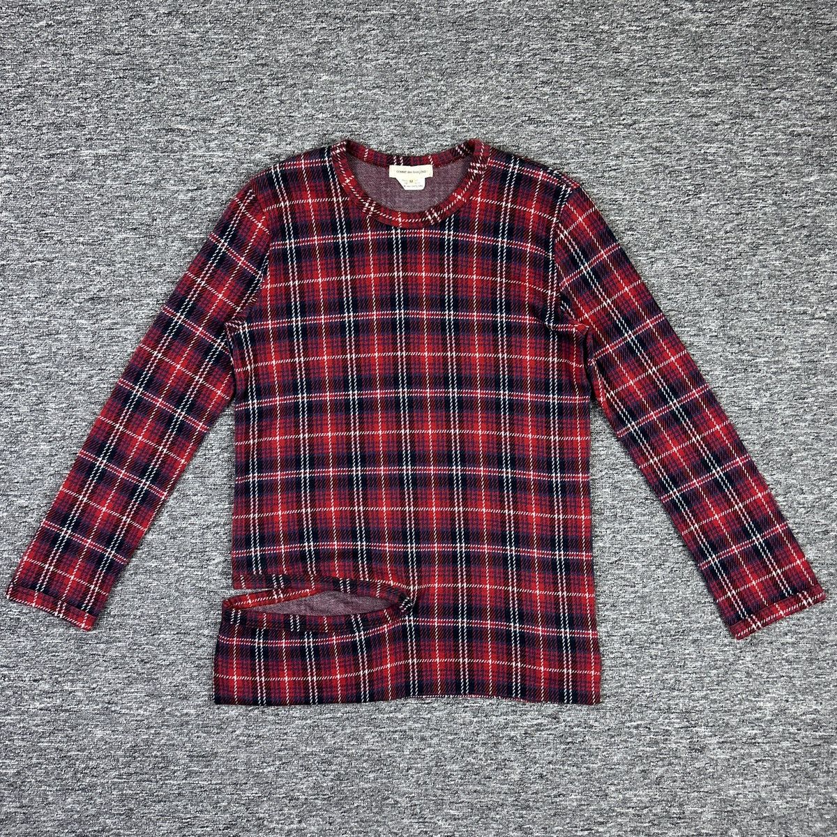 Comme des Garcons CDG – Deformed Knit Asymmetric Red Tartan Long Sleeve Top Size M / US 6-8 / IT 42-44 - 6 Thumbnail