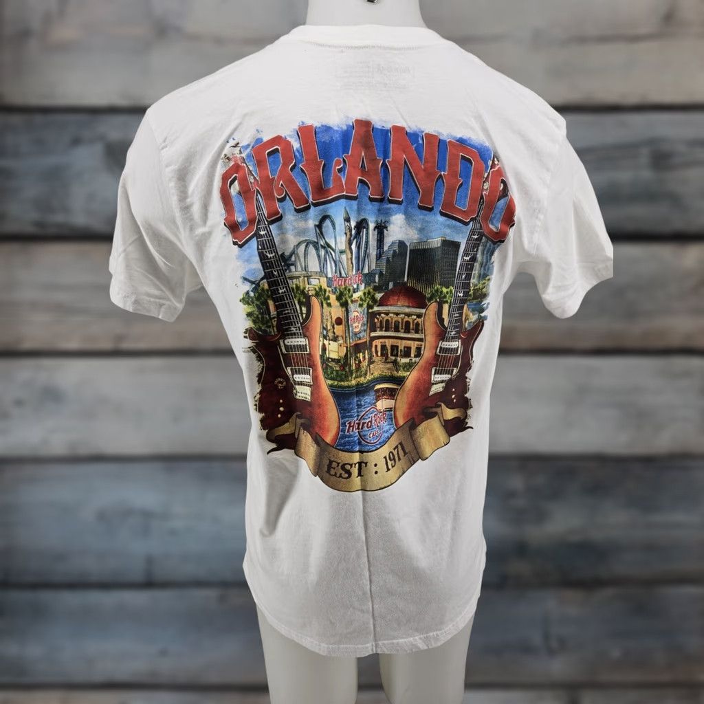 Hard Rock Cafe Hard Rock Cafe White Shirt Adult Large T-Shirt Men Guitar Orlando FL Logo Graphic Print 2010-2019 Shir t? Size US L / EU 52-54 / 3 - 1 Thumbnail