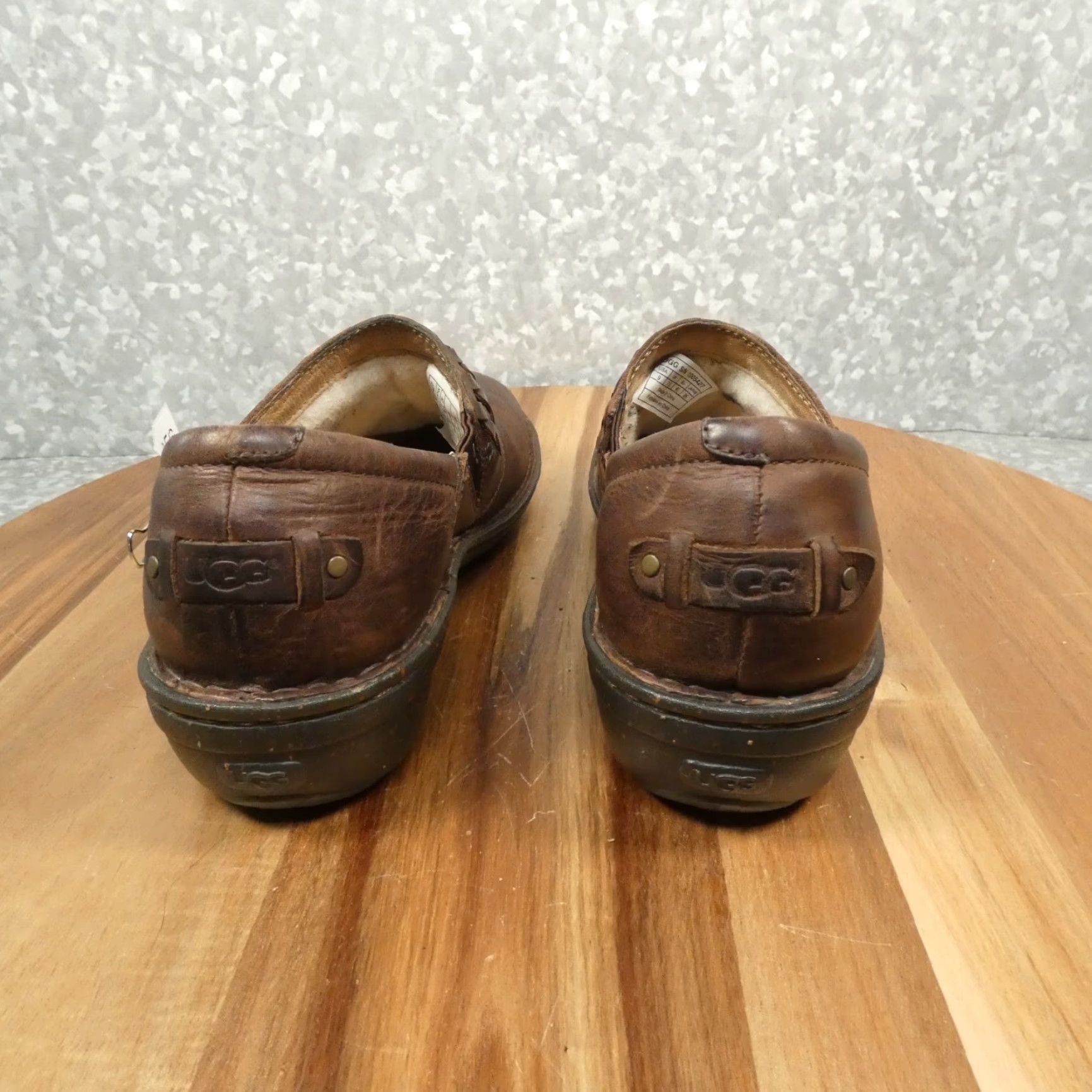 Ugg UGG Clogs Womens 9 Anila Brown Leather Block Heel Mules Fleece Lined 1005427 Size M / US 6-8 / IT 42-44 - 4 Thumbnail