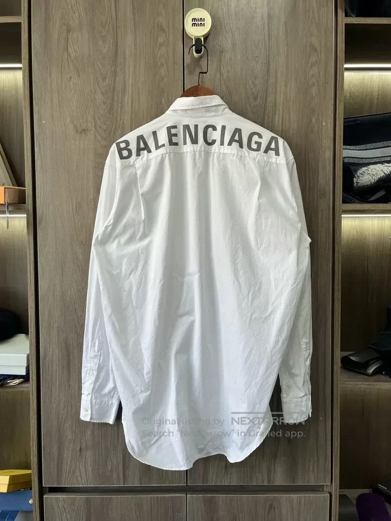 Balenciaga Balenciaga Back Grey Logo White Shirt Size XS / US 0-2 / IT 36-38 - 2 Thumbnail