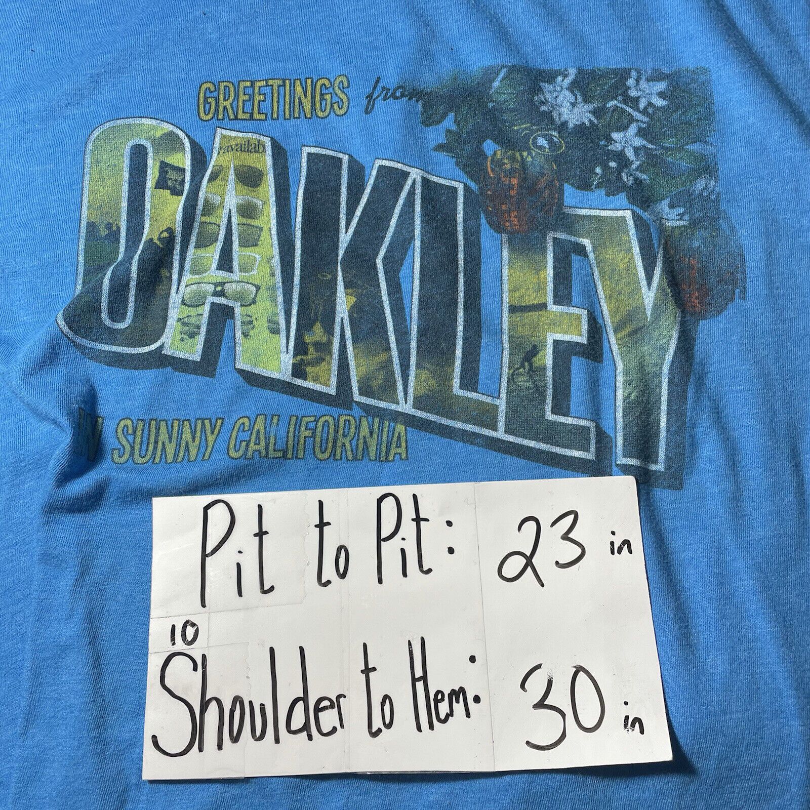 Oakley Oakley California Postcard Short Sleeve Blue Graphic T Shirt Size US XL / EU 56 / 4 - 12 Thumbnail