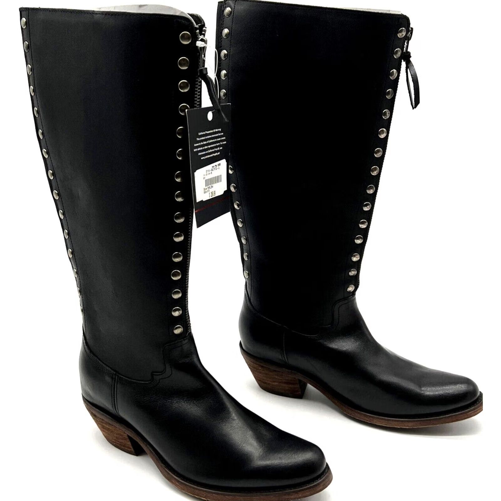 Vintage Reba By Justin Leslie Knee High Western Boots 16 Inches Tall Boots Black Leather B Womens Size 8 Size US 8 / IT 38 - 4 Thumbnail
