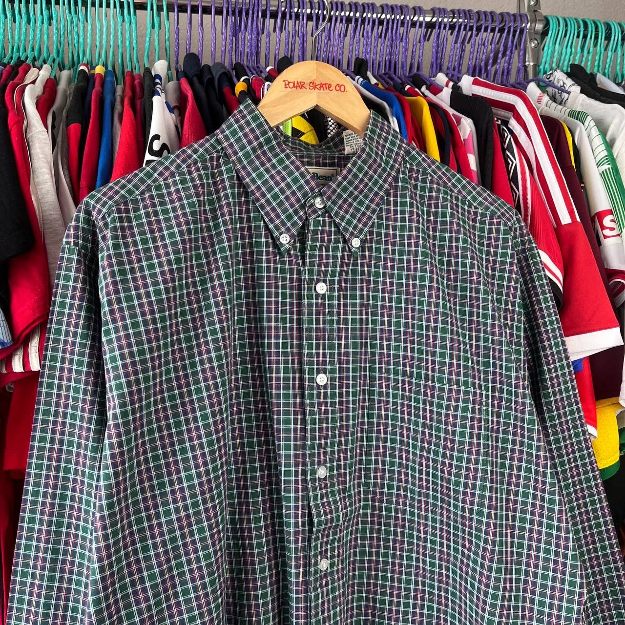 L.L. Bean Vintage 90s L.L.Bean Green Plaid Button Shirt Size US L / EU 52-54 / 3 - 1 Thumbnail