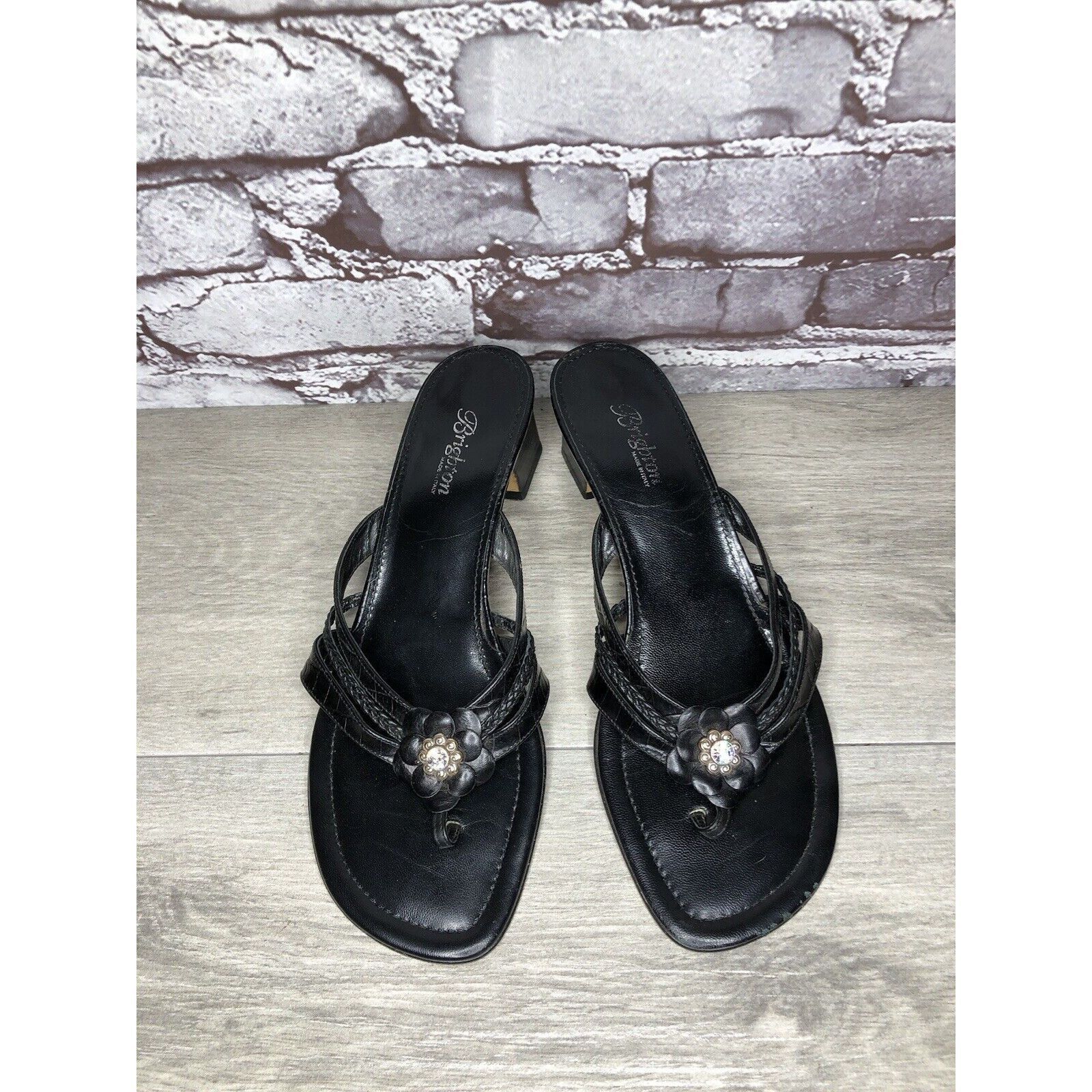 Brighton Brighton Kylie Black Leather Heart Heel Sandals Women’s Sz 9 Size US 9.5 / IT 39.5 - 2 Thumbnail