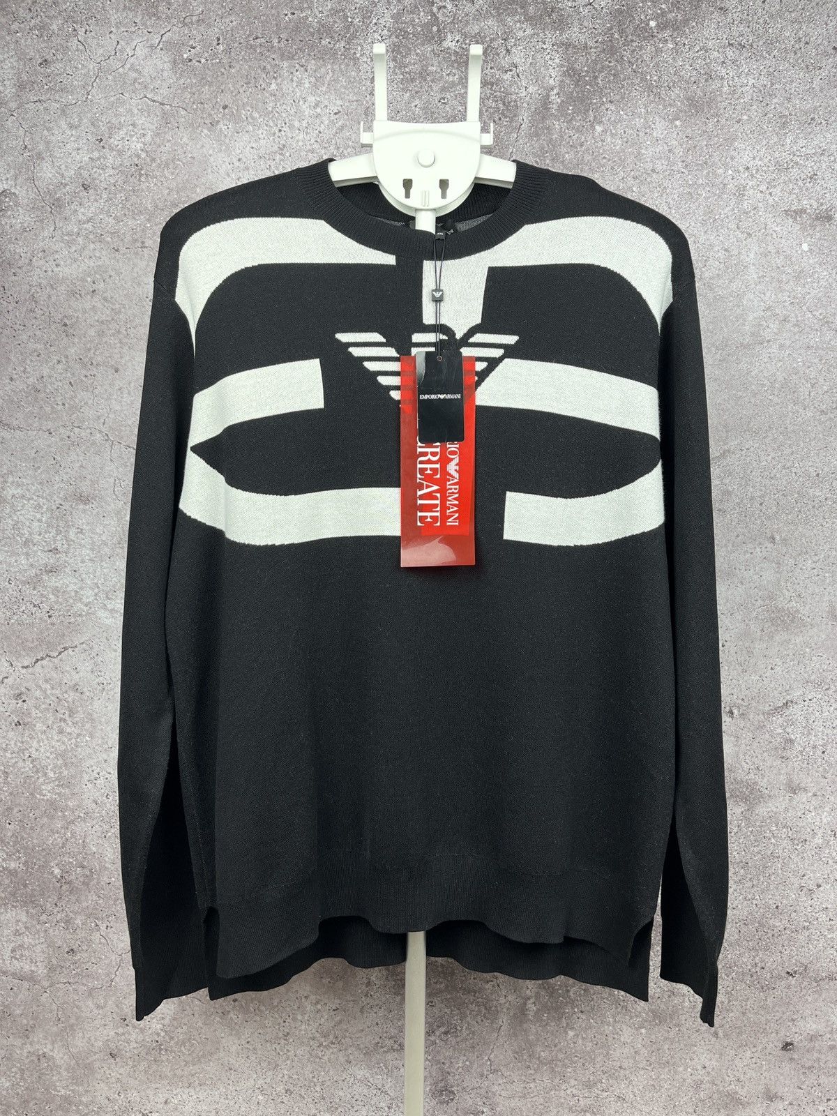 Emporio Armani SS2020 Emporio Armani Jacquard R-EAcreate Logo Sweater Black Size US XXL / EU 58 / 5 - 1 Thumbnail