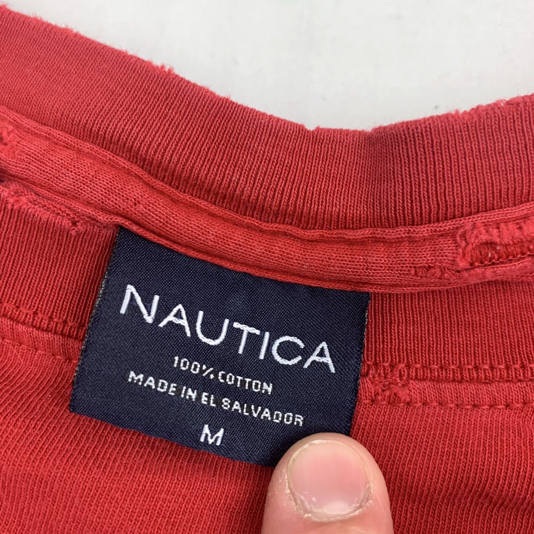 Nautica VINTAGE Nautica T Shirt Adult Medium Red Spellout Thrashed Worn Grunge Y2K Sailing Boats Mens Size US M / EU 48-50 / 2 - 2 Thumbnail