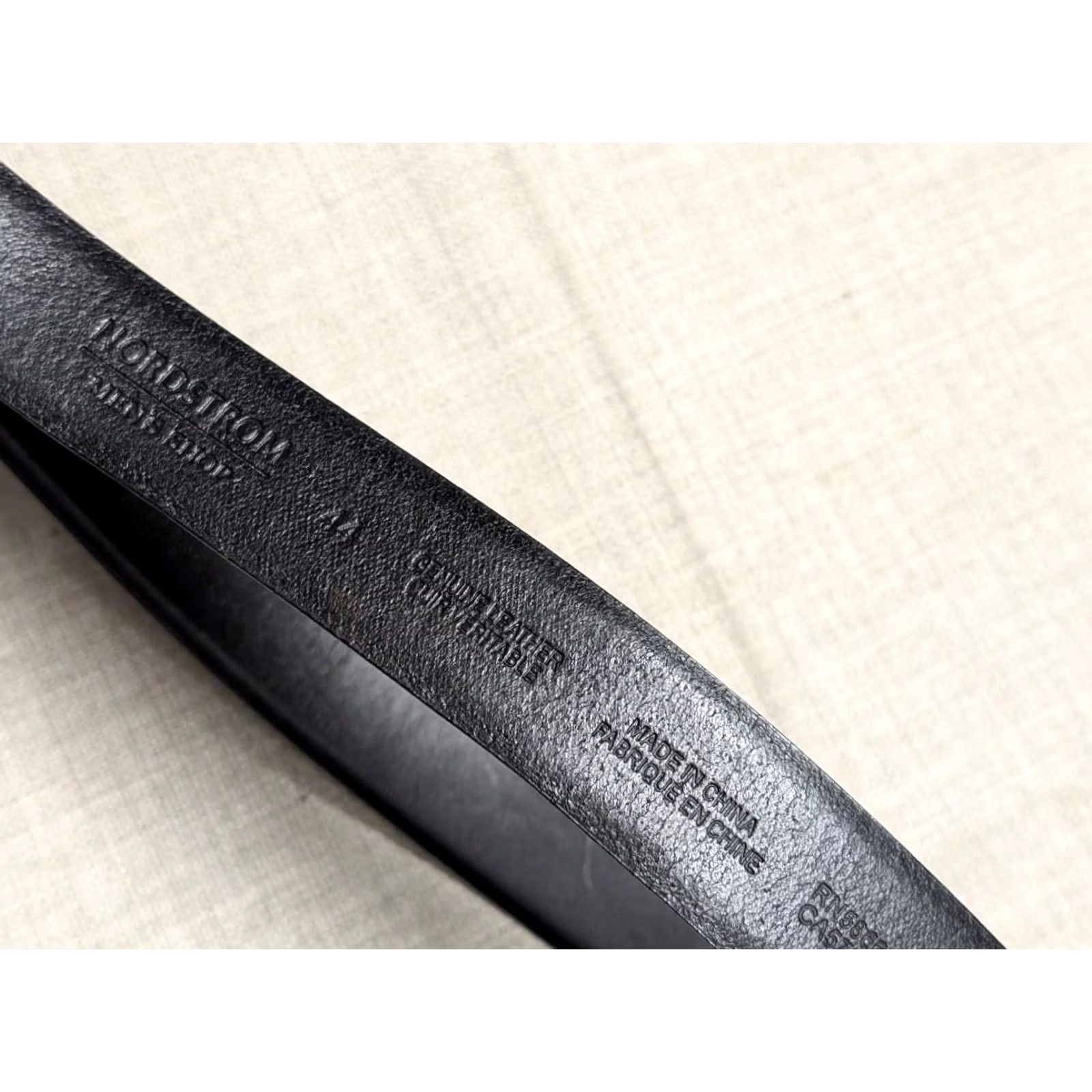 Nordstrom VINTAGE Nordstrom black leather 44 dress belt Men Size 44 - 5 Thumbnail