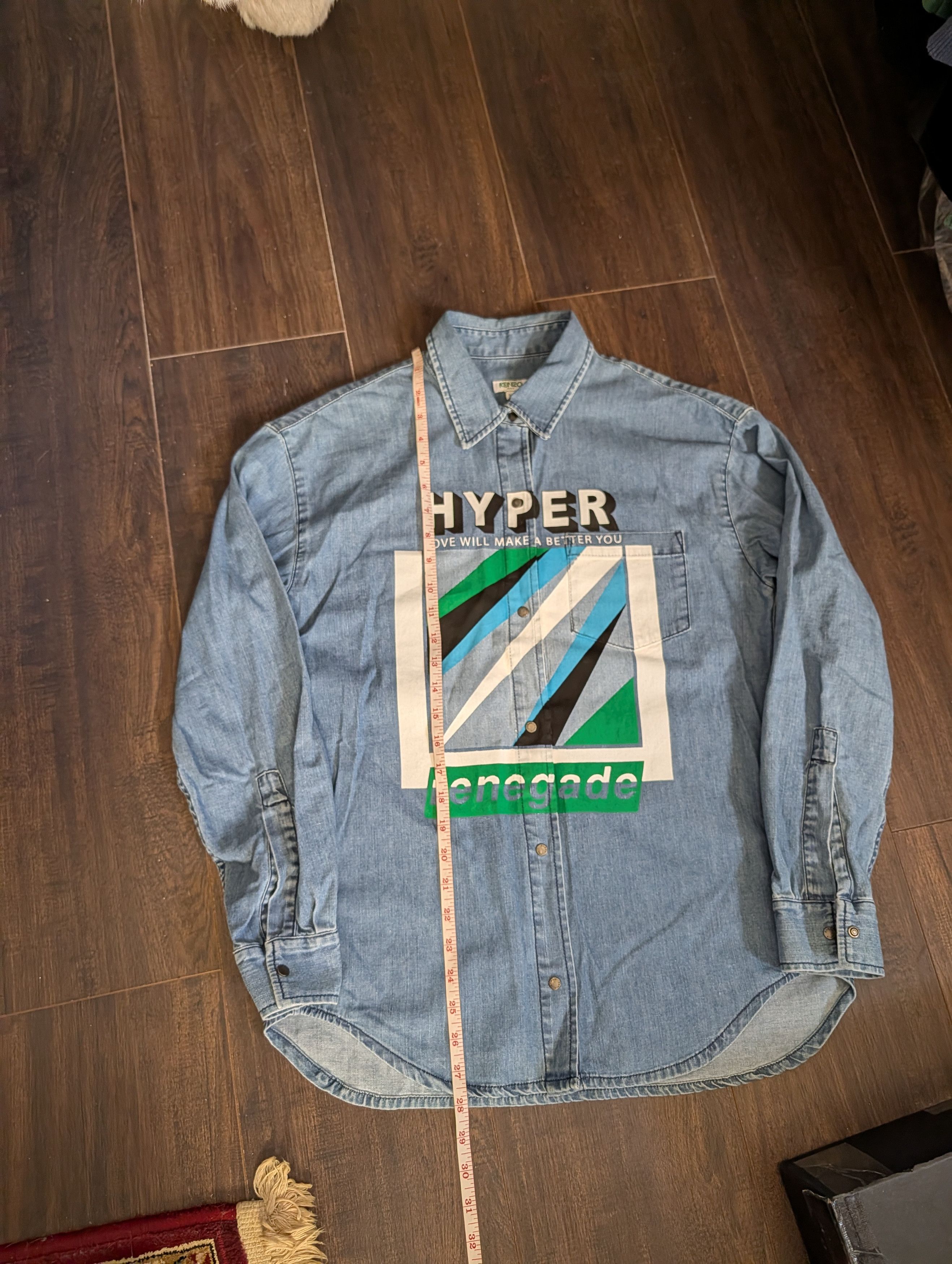 Kenzo Blue denim made in Italy HYPER RENEGADE snap shirt Size US S / EU 44-46 / 1 - 12 Thumbnail
