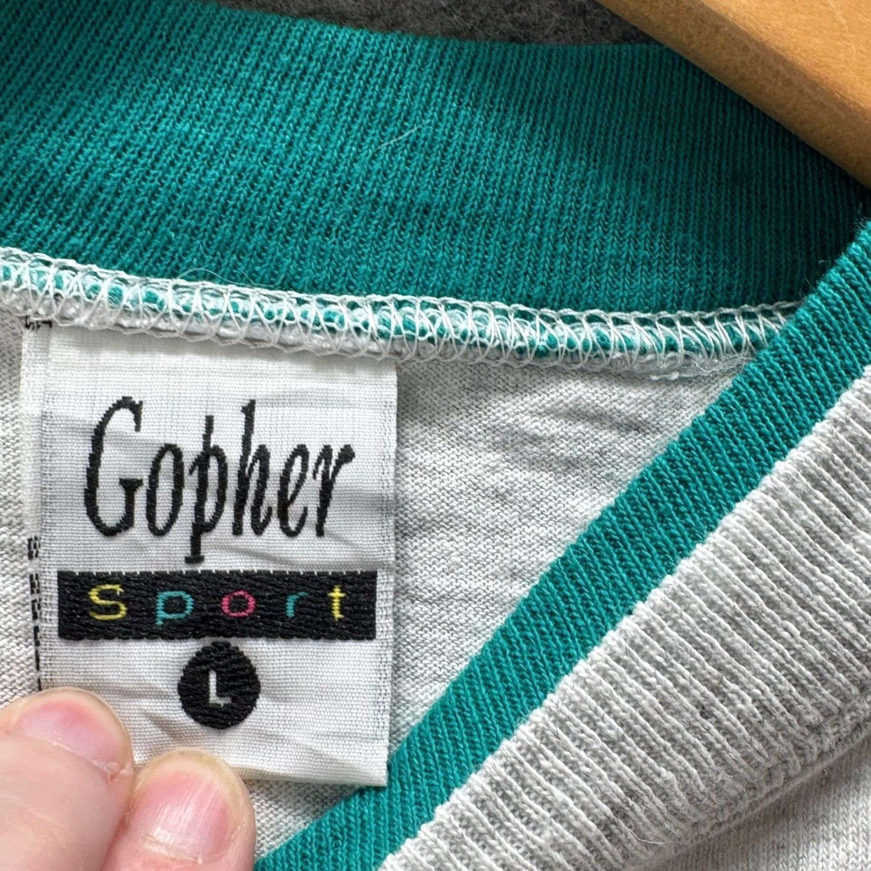 Vintage Vintage Gopher Sport Shirt Mens L Gray Crewneck T-Shirt Contrasting Trim Summer Size US L / EU 52-54 / 3 - 6 Thumbnail