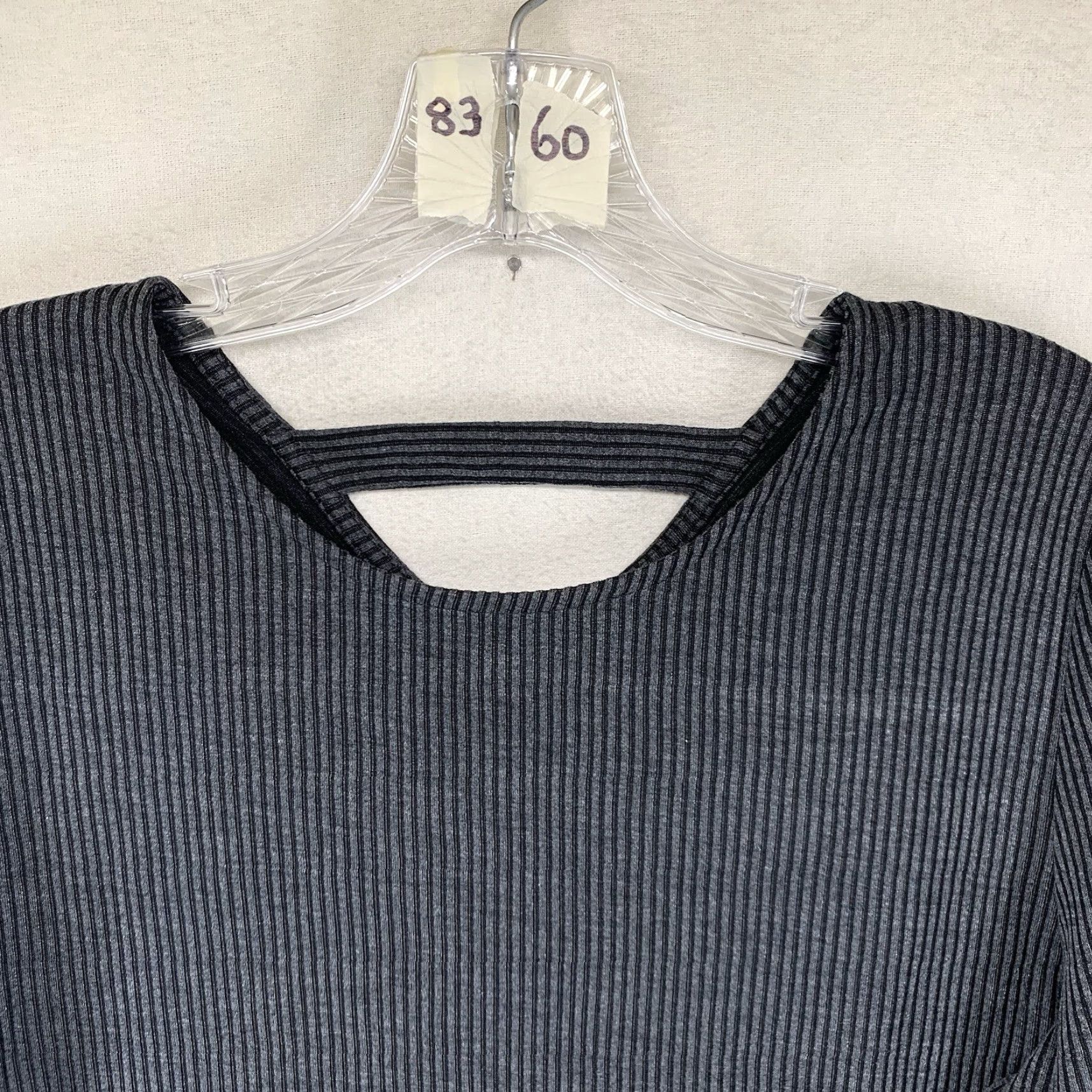 Vintage Mittoshop Ladies Shift Dress M Gray Striped Natural Neutral Lagenlook Rayon Size M / US 6-8 / IT 42-44 - 3 Thumbnail