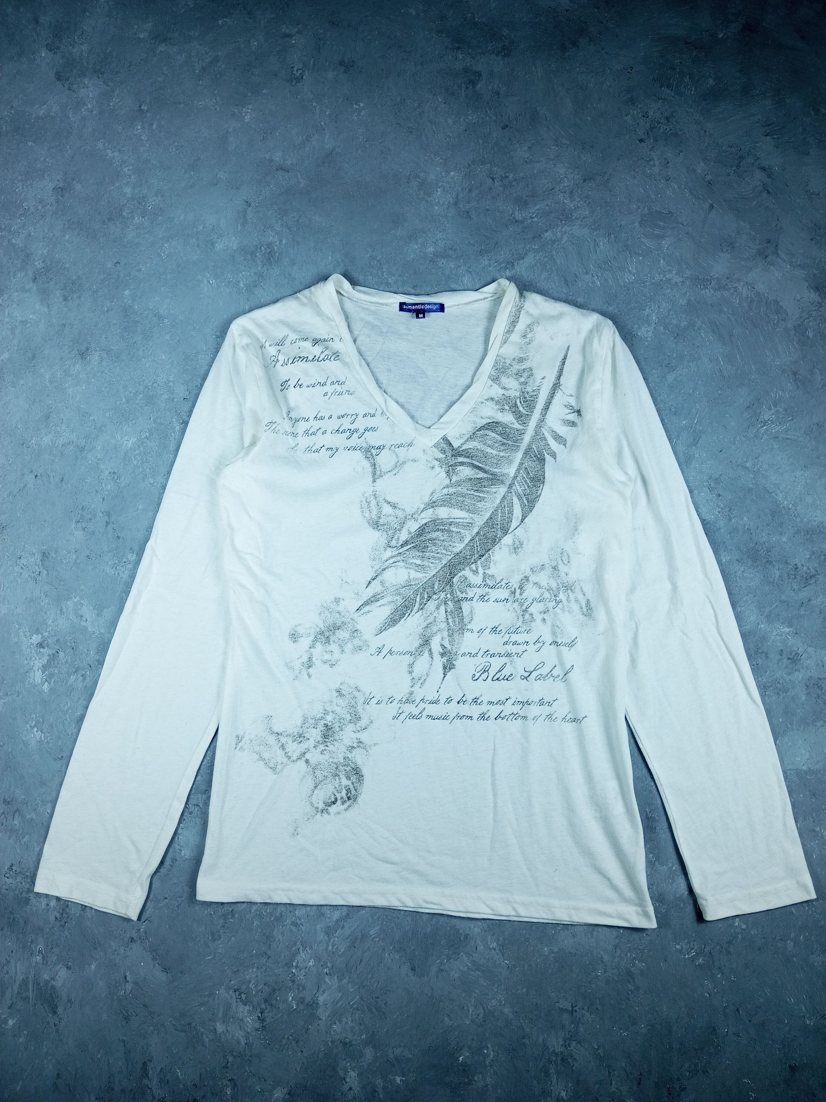 Japanese Brand SEMANTIC DESIGN POEM V NECK LONG SLEEVE TSHIRT Size US M / EU 48-50 / 2 - 1 Thumbnail