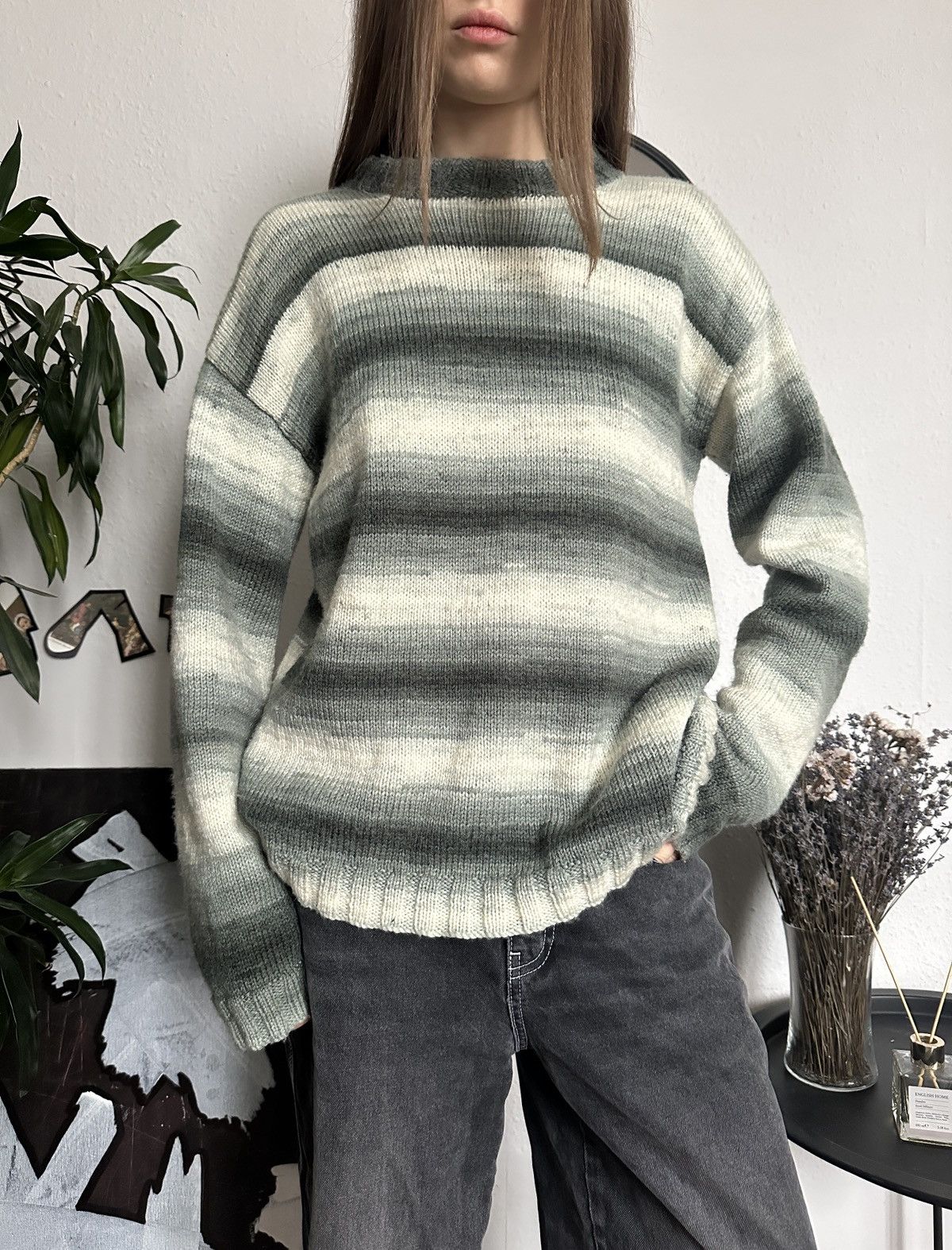 Japanese Brand × Vintage Striped Sweater Cozy Oversized Knit Pullover Size ONE SIZE - 2 Thumbnail