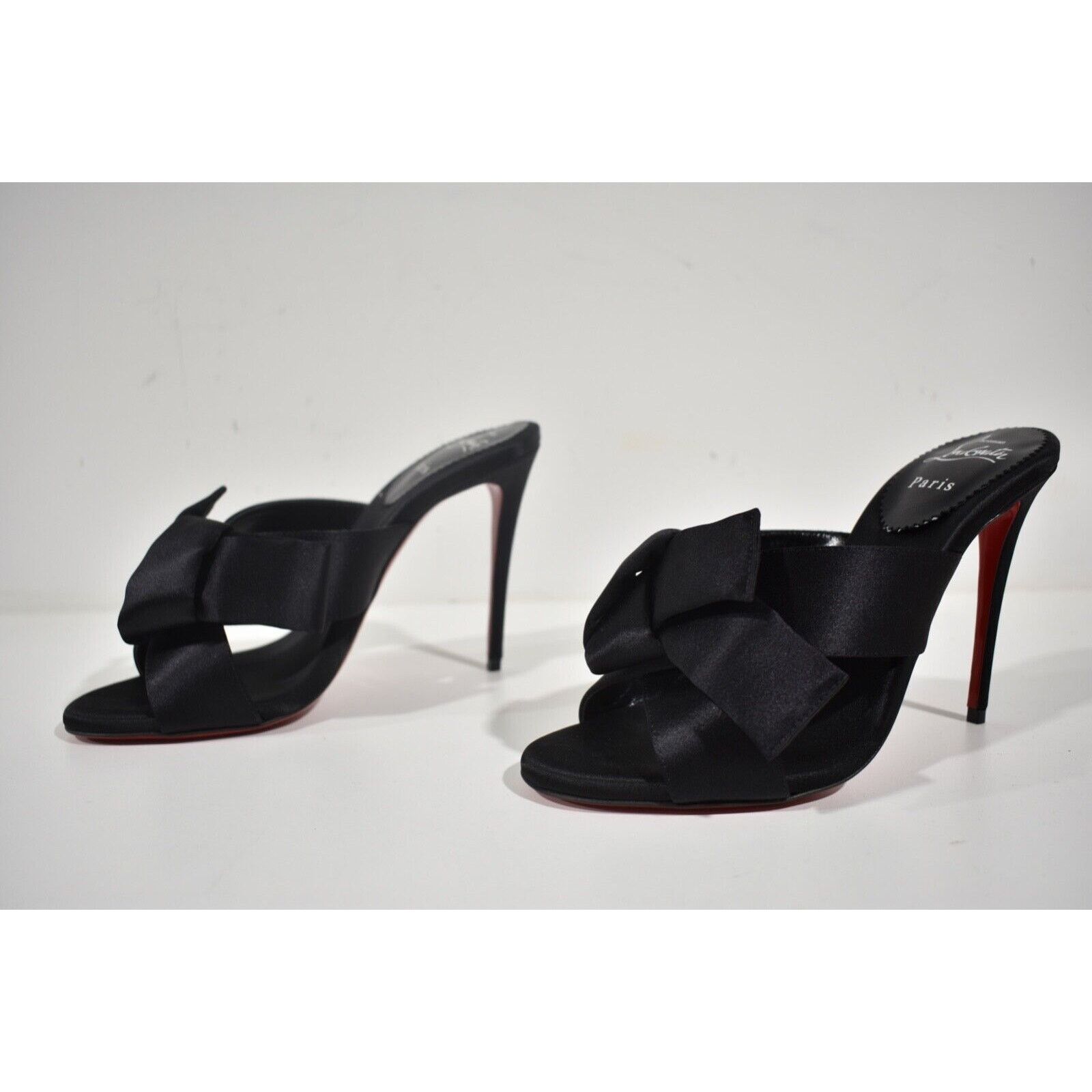 Christian Louboutin Matricia 100 Black Satin Bow Backless Sandal Heel Pump 36 Size US 6 / IT 36 - 9 Thumbnail