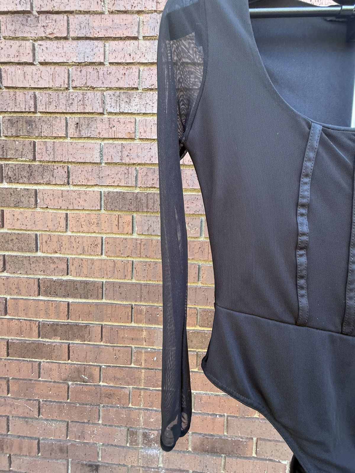 PrettyLittleThing Pretty Little Thing Sexy Black Sheer Bodysuit Long Sleeve Size M / US 6-8 / IT 42-44 - 5 Thumbnail