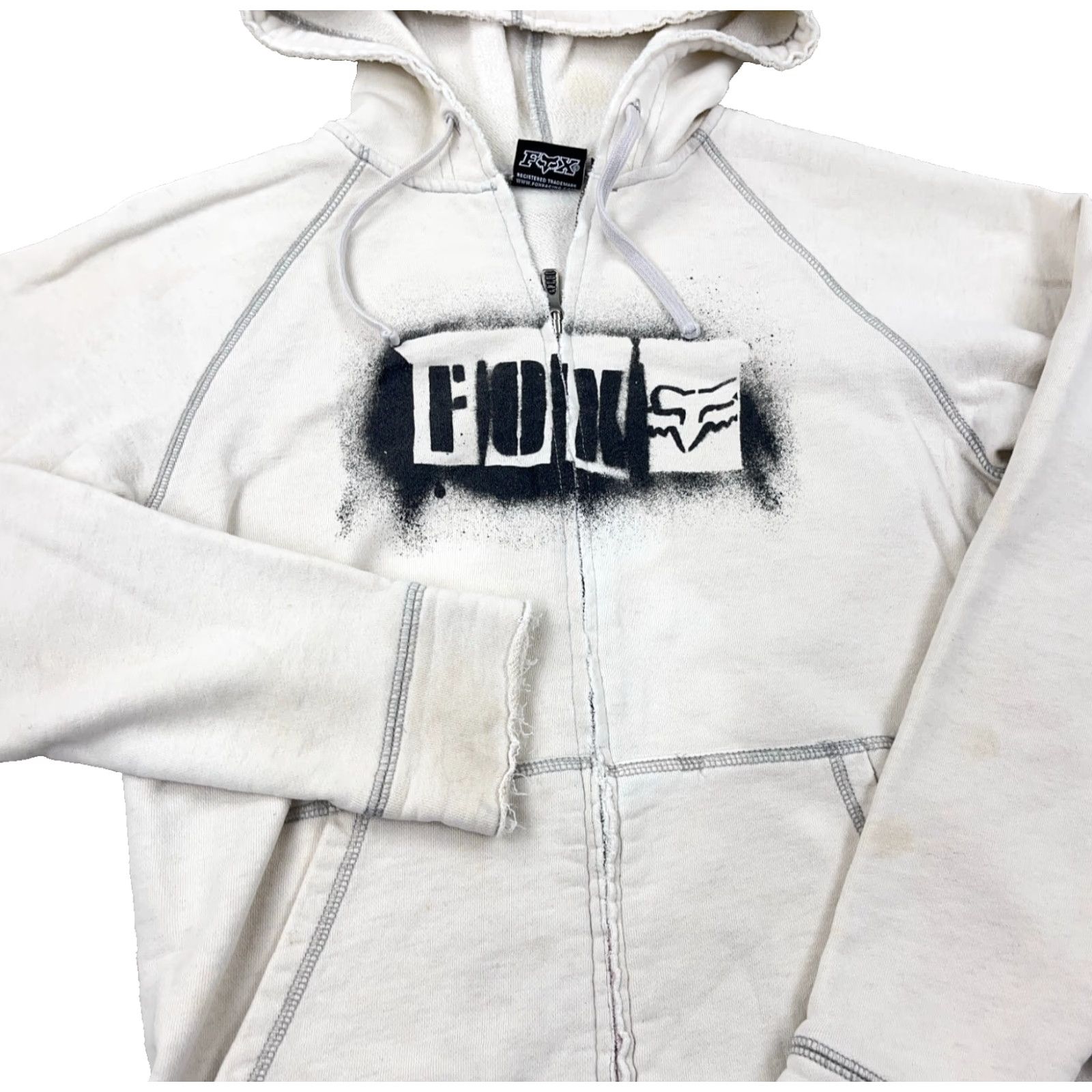 Vintage VINTAGE Fox Hoodie Women S White Full Zip Sweatshirt Jacket Grunge Activewear Casual Size S Graphic Print Logo Size S / US 4 / IT 40 - 3 Thumbnail