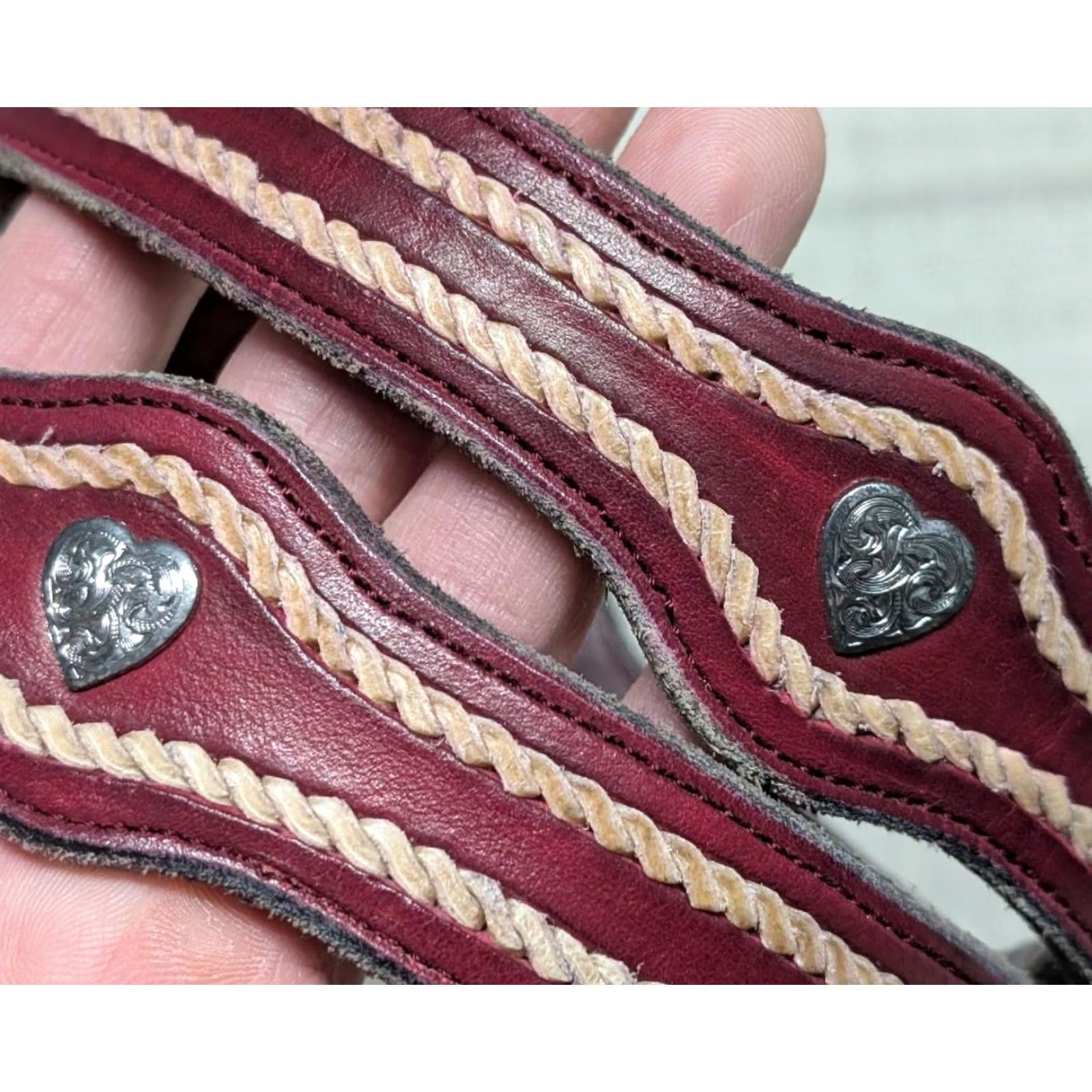 Vintage VINTAGE HANDCRAFTED belt Western belt Women 28 Red Heart Snakeskin Inlay Cowhide Leather 1-1/2" Rodeo Concho Belt Size ONE SIZE - 2 Thumbnail