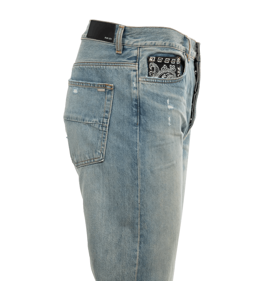 Amiri o1h1sh10525 Bandana Repair Straight Jean in Indigo/Blue Size US 38 / EU 54 - 2 Thumbnail