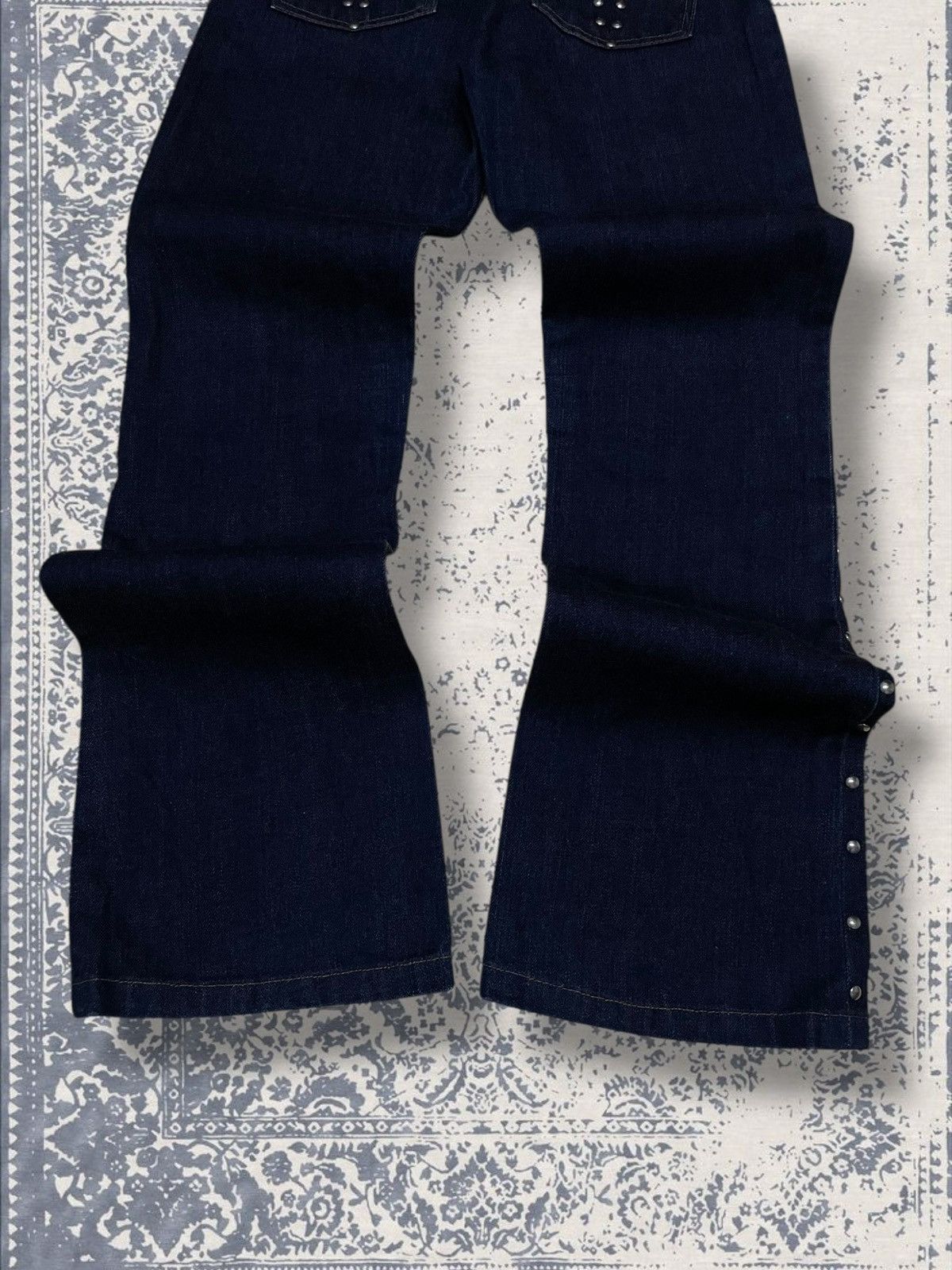 Designer × Fiorucci × Vintage Vintage Og 90s Designer Fiorucci Safety Flared Studded Denim Size US 26 / EU 42 - 10 Thumbnail