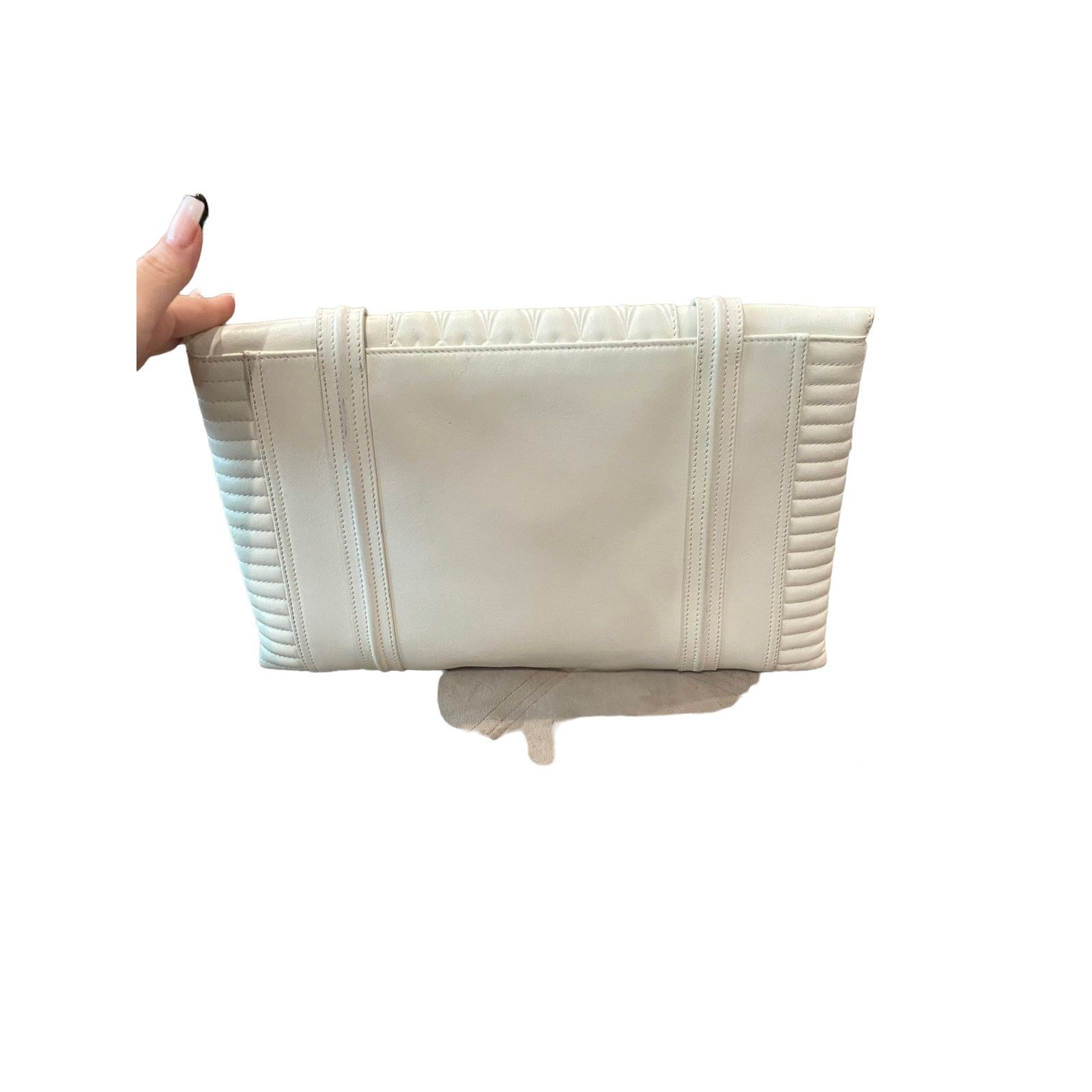 Other Reece Hudson BOWERY Ivory Cream OVERSIZE ENVELOPE LEATHER Size ONE SIZE - 4 Thumbnail