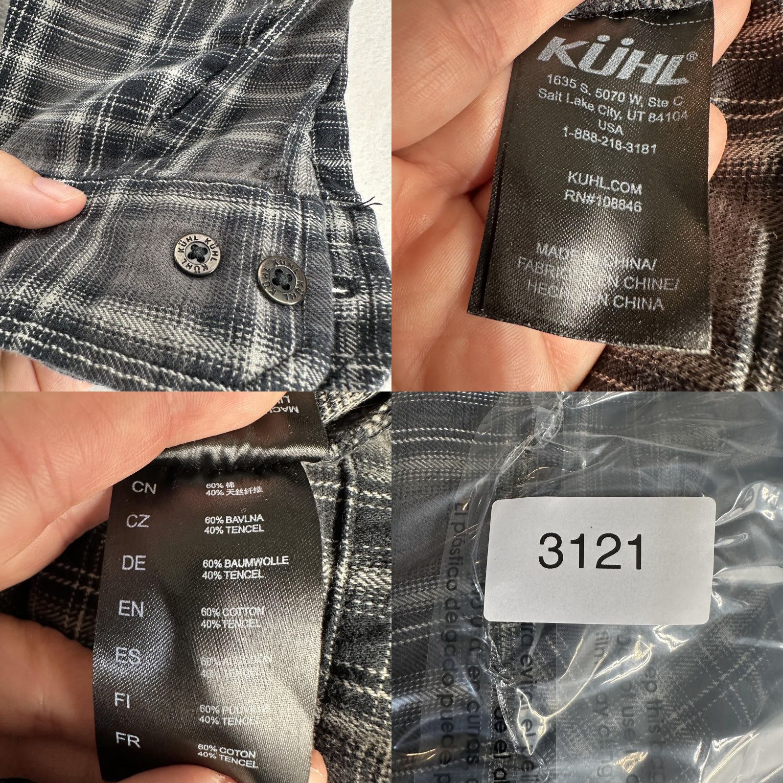 Vintage Kuhl Shirt Mens XL Gray Plaid Flannel Cotton Tencel Button Front Outdoor Casual Size US XL / EU 56 / 4 - 8 Thumbnail
