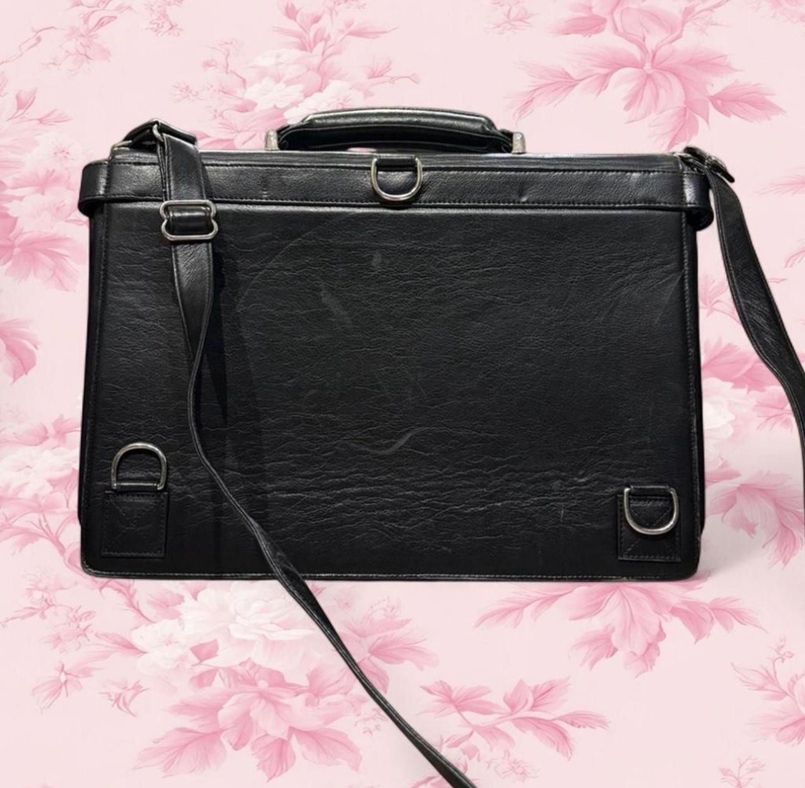 Other Vintage Leather Briefcase Black Blue Interior Antique Size ONE SIZE - 6 Thumbnail