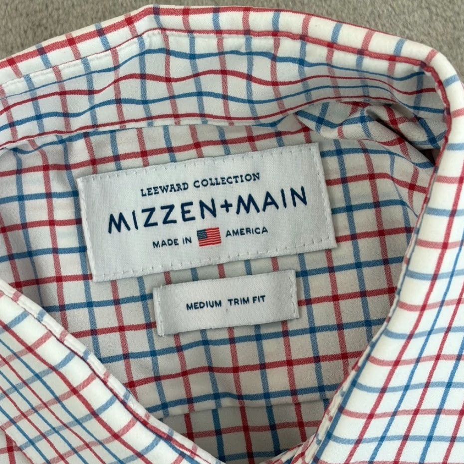Mizzen+Main Mizzen+Main Leeward Performance Trim Fit Shirt Red White Blue Plaid Men M Size US M / EU 48-50 / 2 - 2 Thumbnail