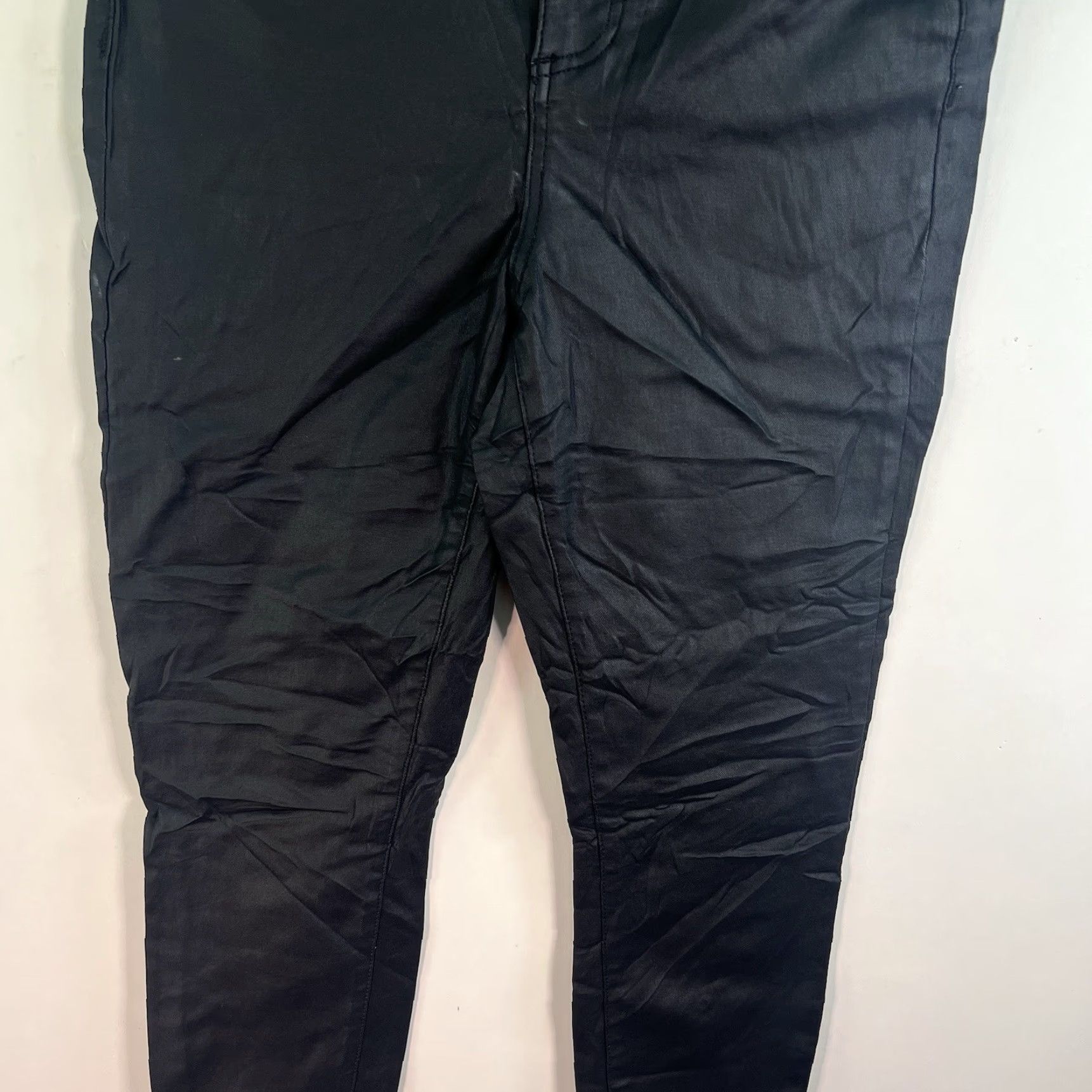 Vintage 12th Tribe Nixon Coated Skinny Pants Womens Size 29 Black Faux Leather Ankle Comfort Biker Casual Size 29" - 4 Thumbnail