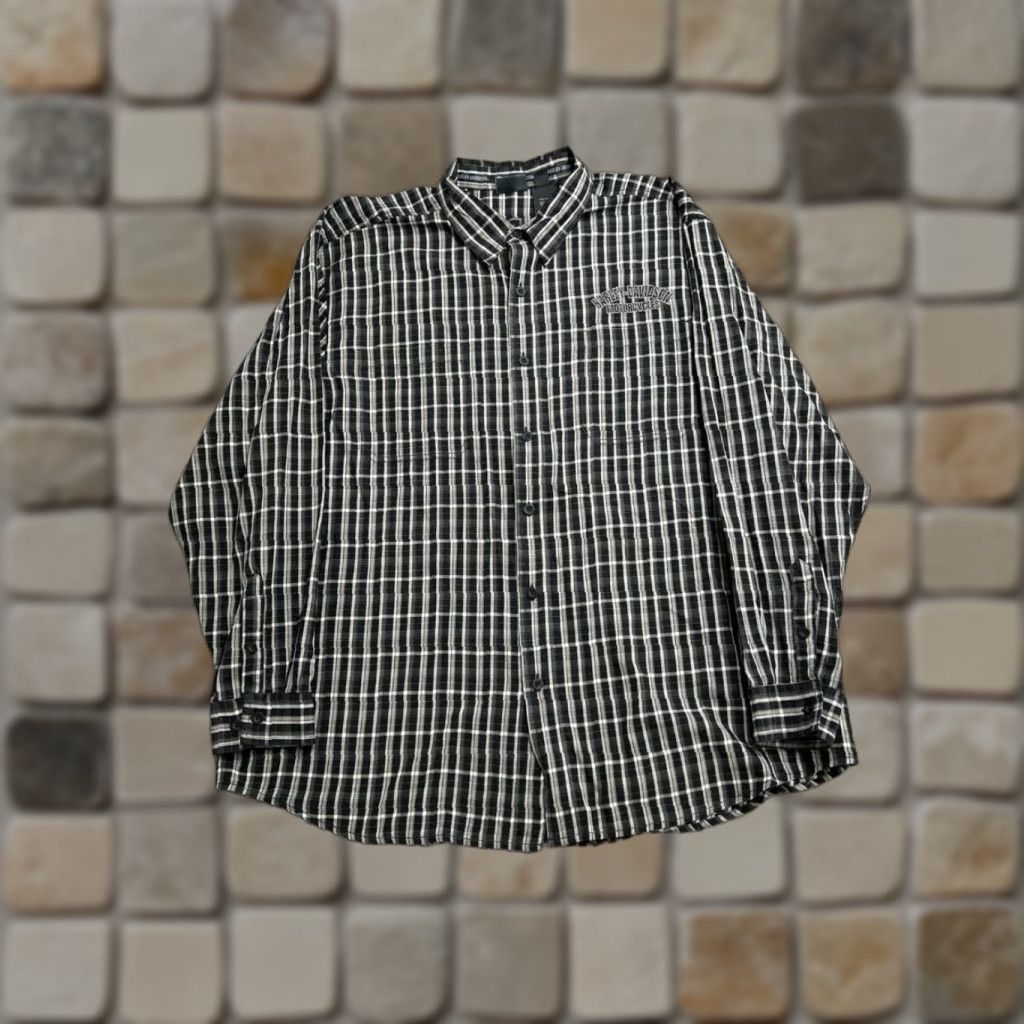 Harley Davidson Harley Davidson Flames Shirt Mens 3XL Black Cotton Plaid Embroidered Button Up Size US XXL / EU 58 / 5 - 1 Thumbnail