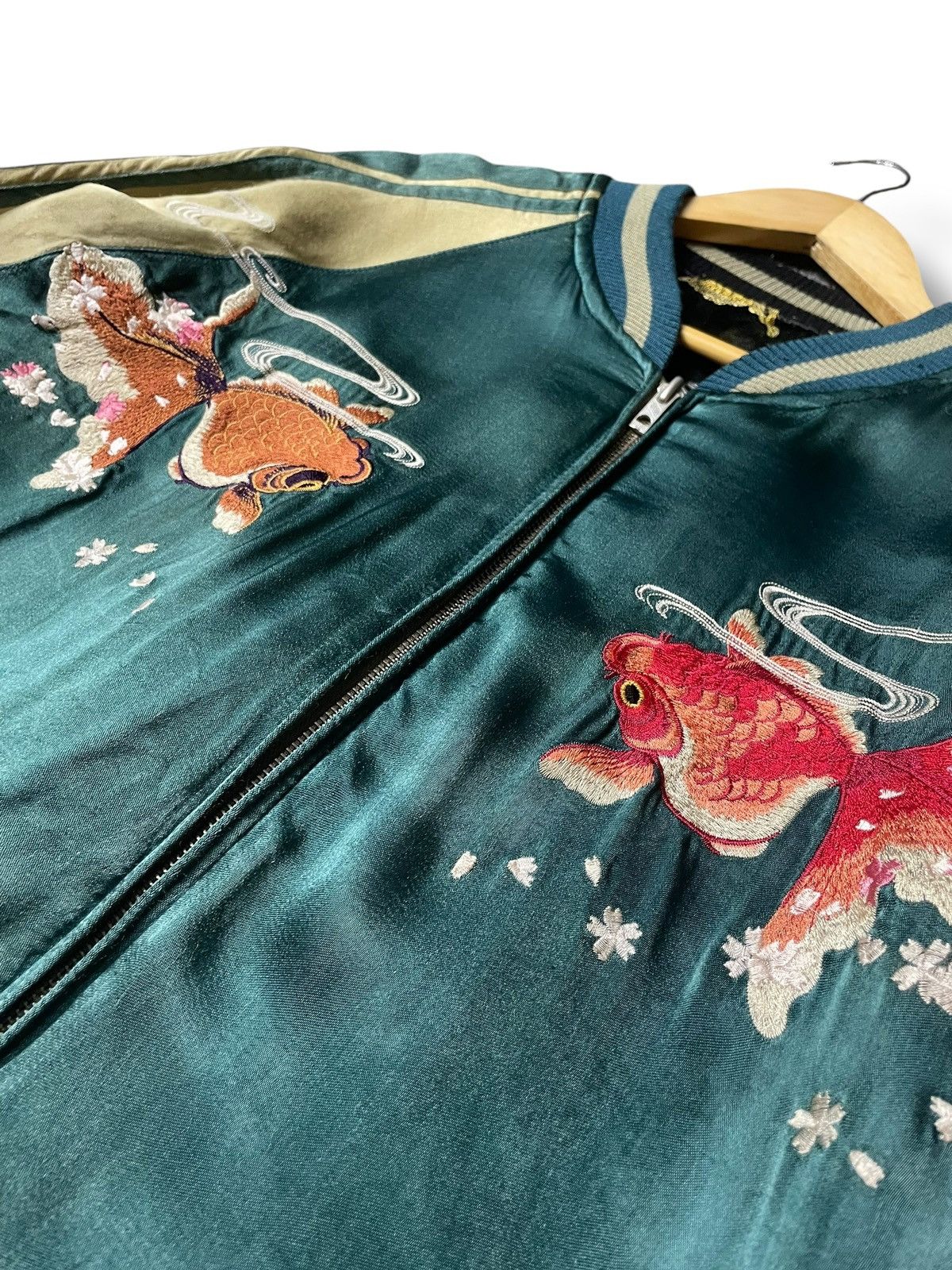 Vintage Japanese Classic Script Goldfish Embroidered Sukajan (105) Size US XL / EU 56 / 4 - 8 Thumbnail