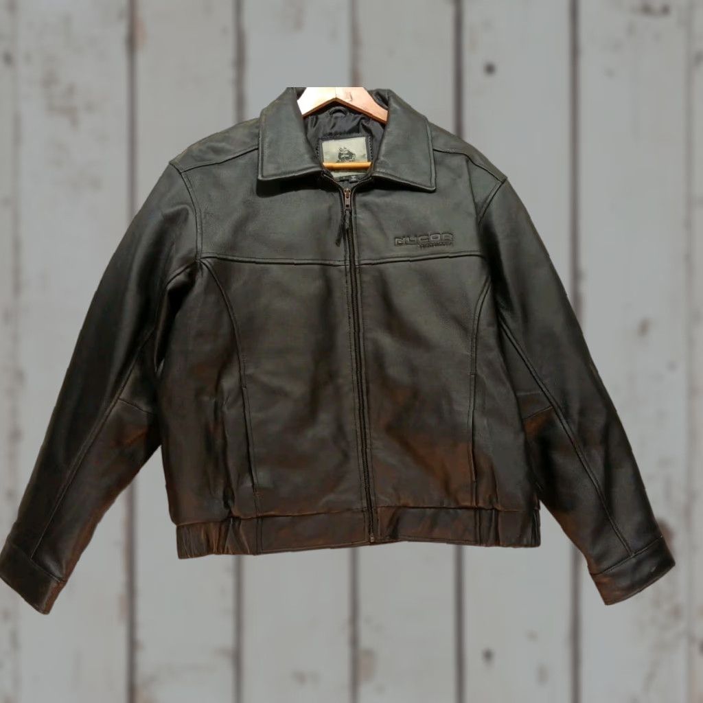 Vintage Burks Bay Mens Black Leather Bomber Jacket L Black Regular Jacket Men Zip Full Zip Pockets Size US L / EU 52-54 / 3 - 1 Thumbnail