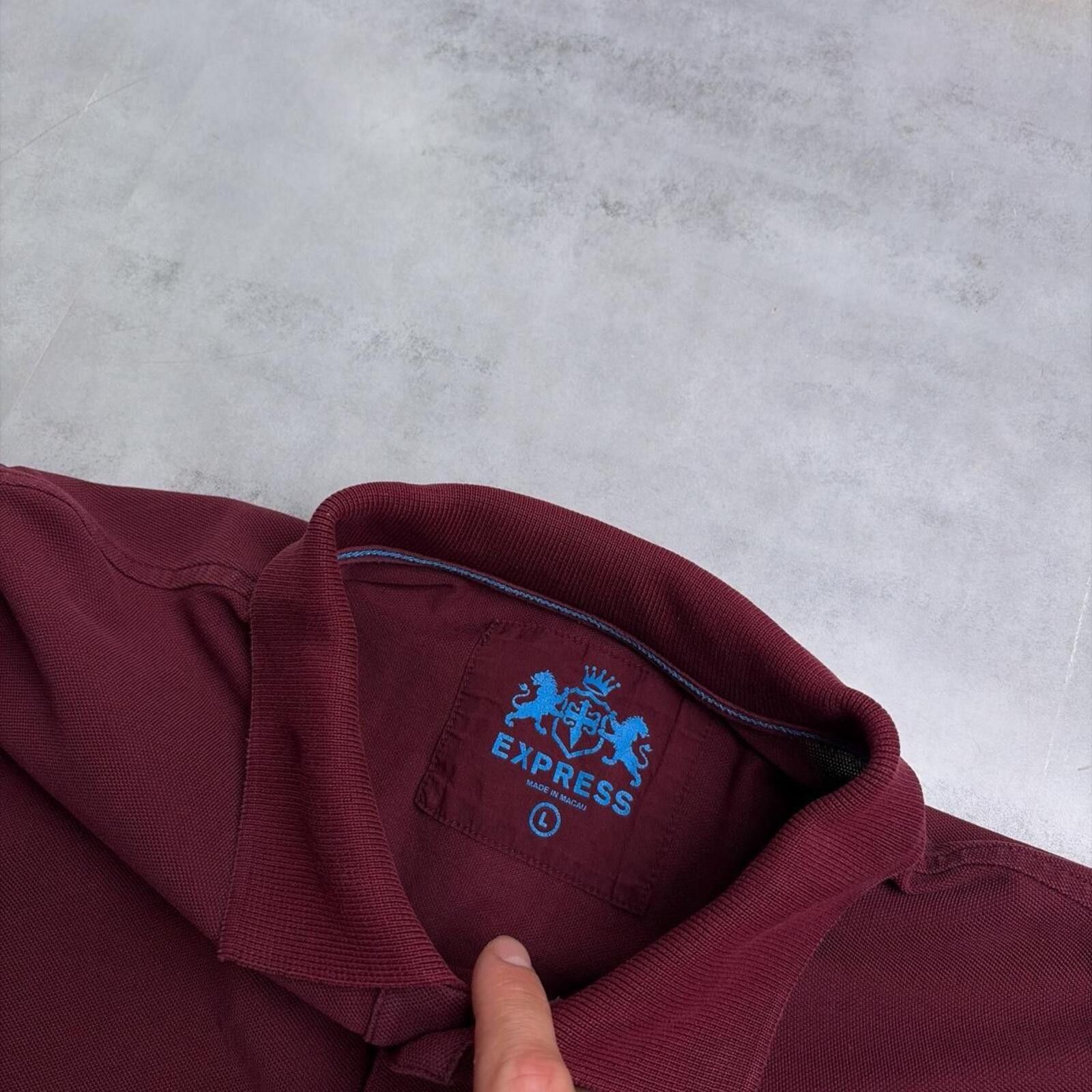 Express Y2K Burgundy Express Grunge Polo Shirt Size US L / EU 52-54 / 3 - 6 Thumbnail