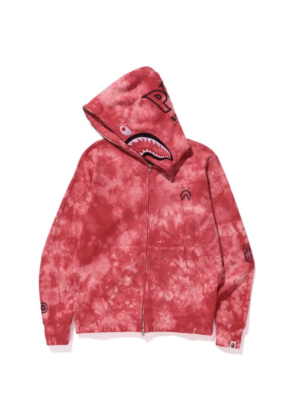 Bape Bape Tie Dye Shark Full Zip Wide Hoodie Red Size US XXL / EU 58 / 5 - 2 Thumbnail
