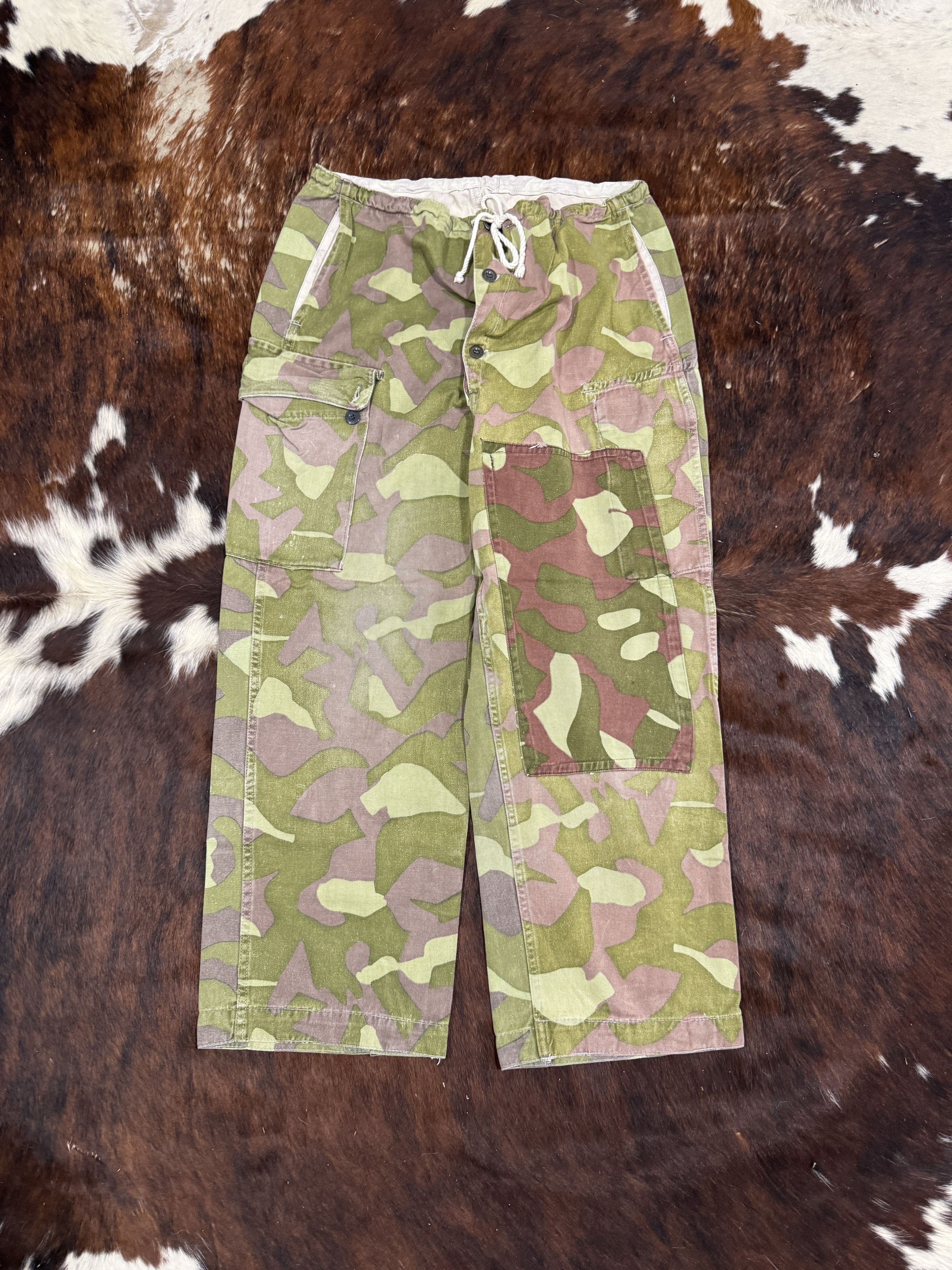 Vintage 60s Finnish Camou Cargo Pants Size 28" / US 6 / IT 42 - 2 Thumbnail