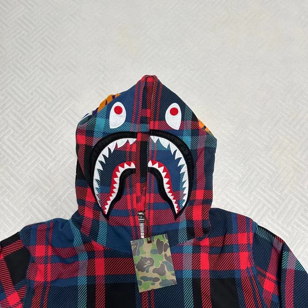 Bape BAPE CHECK SHARK RULL ZIP HOODIE Size US XL / EU 56 / 4 - 3 Thumbnail