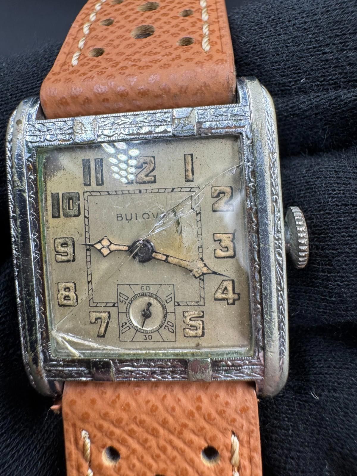 Bulova Vintage 1930s Bulova Engraved Tank Pat Jan 11 1927 17J Swiss Size ONE SIZE - 2 Thumbnail