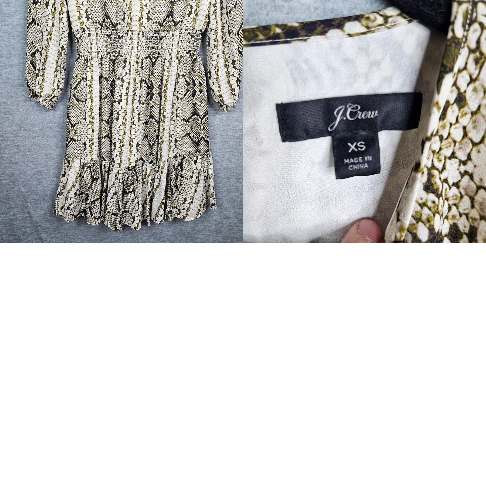 J.Crew J.CREW Cinched Waist Snakeskin Glendale Long Sleeve Dress XS Girls? Size XS / US 0-2 / IT 36-38 - 8 Thumbnail
