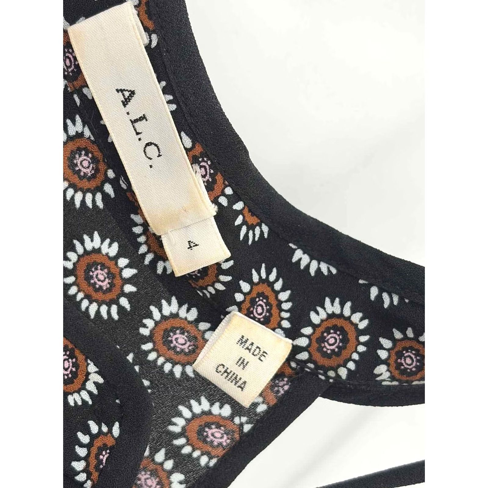 Vintage ALC Black Printed Tank Top 4 Size S / US 4 / IT 40 - 3 Thumbnail
