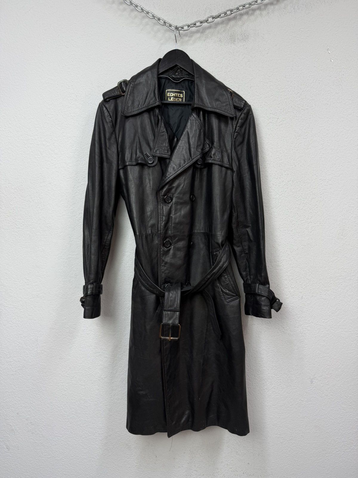 If Six Was Nine Vintage Rick Owens Style Double Breasted Leather Coat Jacket Size US M / EU 48-50 / 2 - 12 Thumbnail