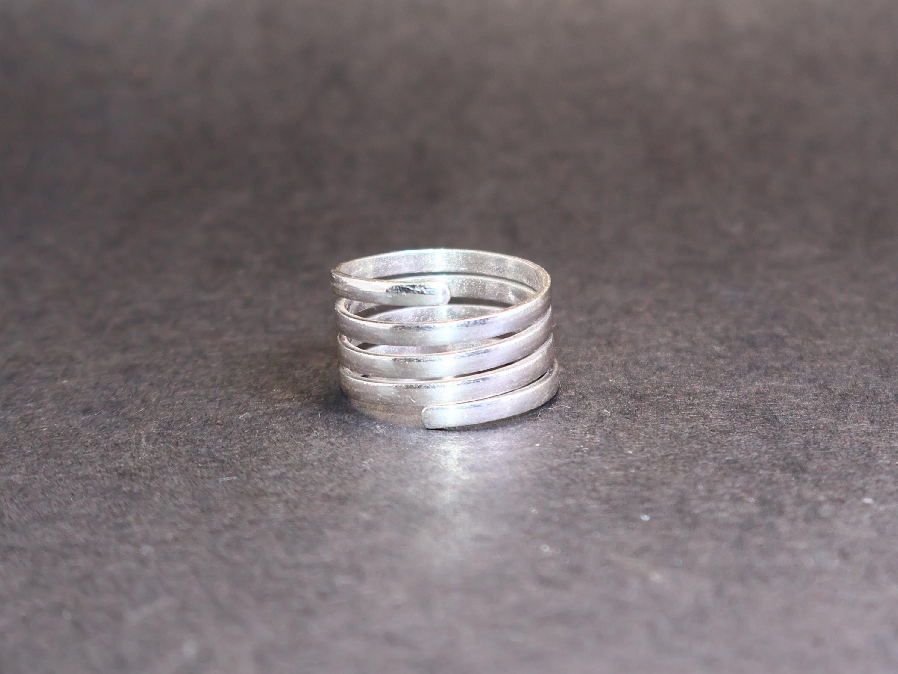 Handmade Spiral Band Ring, Sterling Silver Handmade Adjustable Ring, Size ONE SIZE - 2 Thumbnail