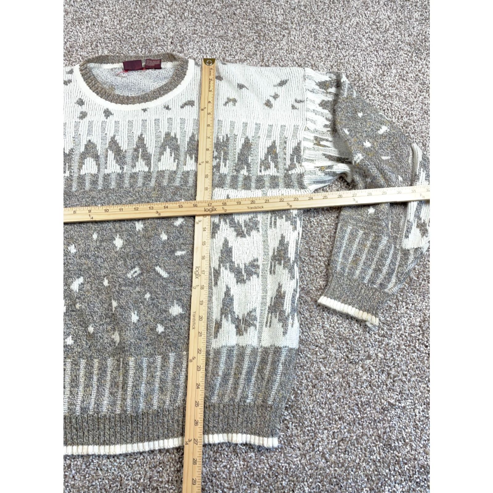 Vintage VTG 80s Bachrach Abstract Pattern Sweater Adult XL Beige Ivory (with flaws) Size US XL / EU 56 / 4 - 5 Thumbnail